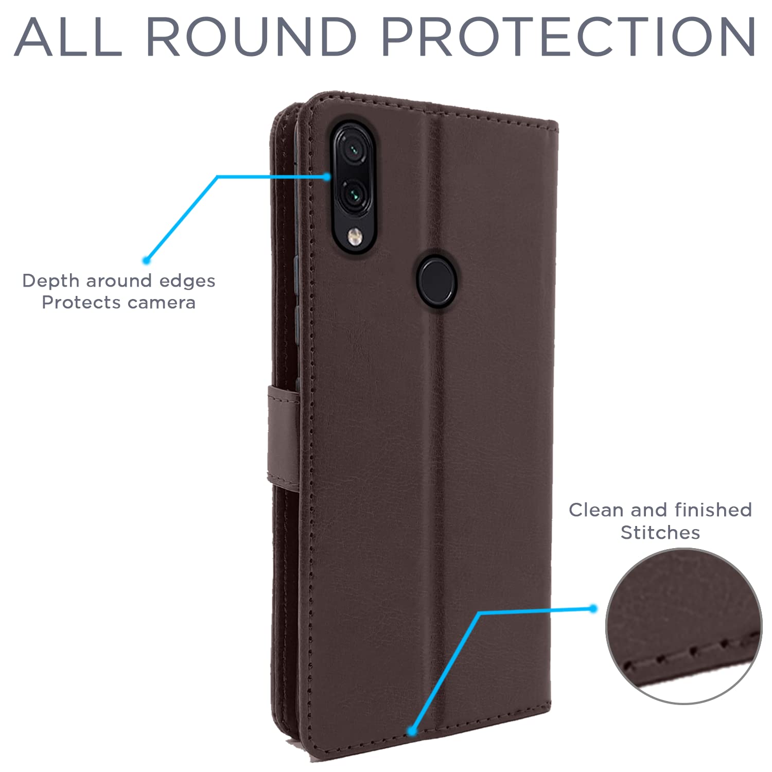 Pikkme Mi Redmi Note 7 / Note 7 Pro/Note 7s Vintage Flip Cover | Coffee