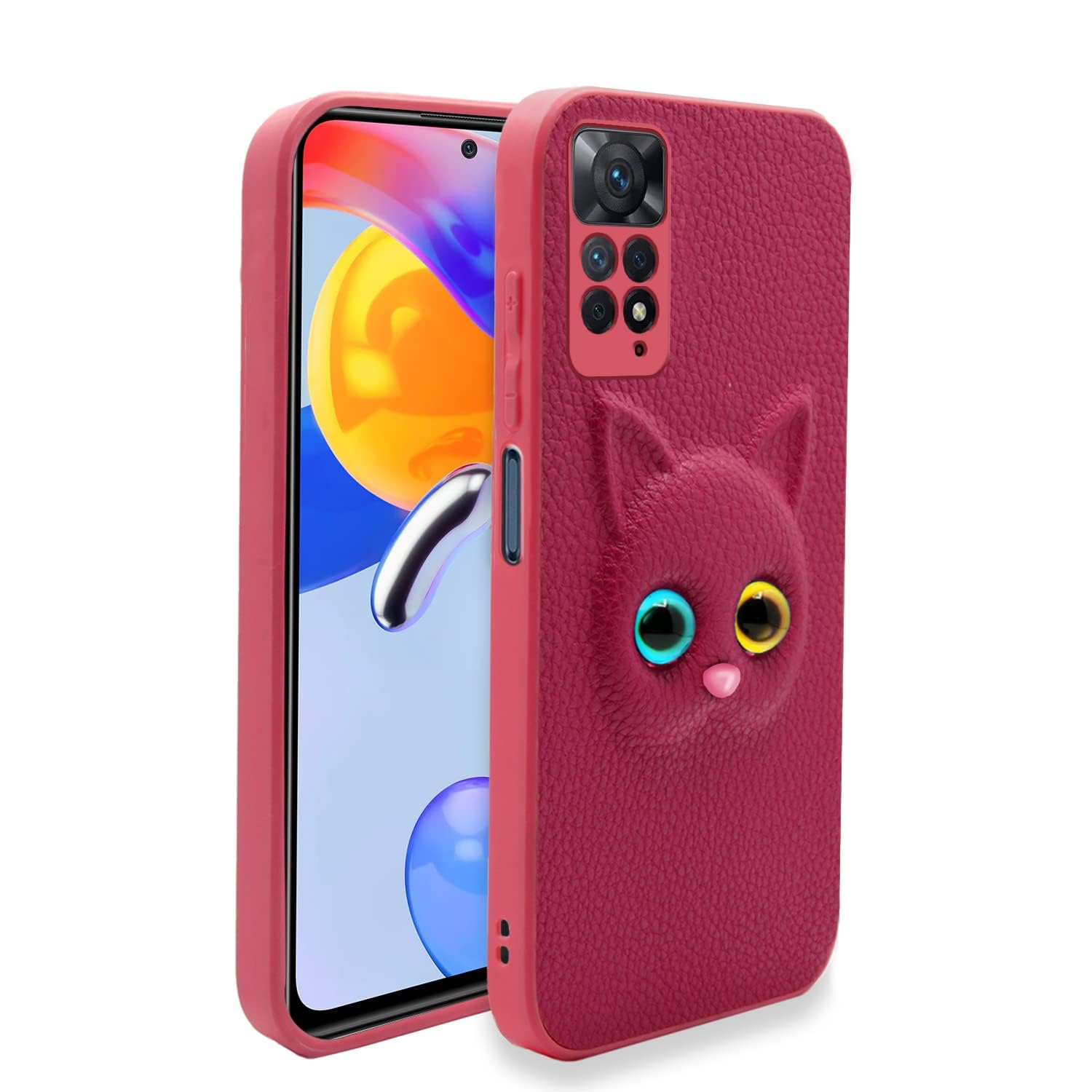 Pikkme pink Cat mobile back cover for Redmi Note 11/Note 11s
