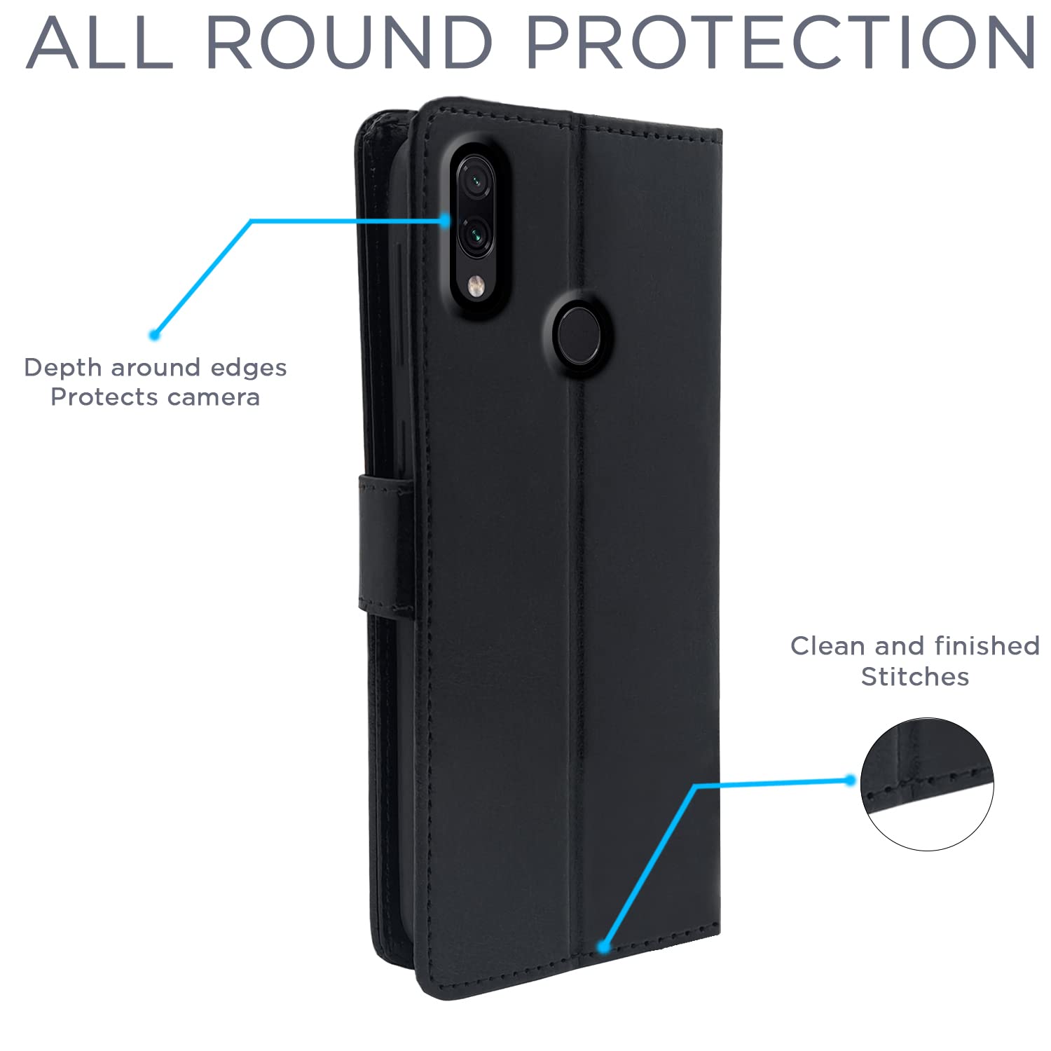 Pikkme Mi Redmi Note 7 / Note 7 Pro/Note 7s Vintage Flip Cover | Black