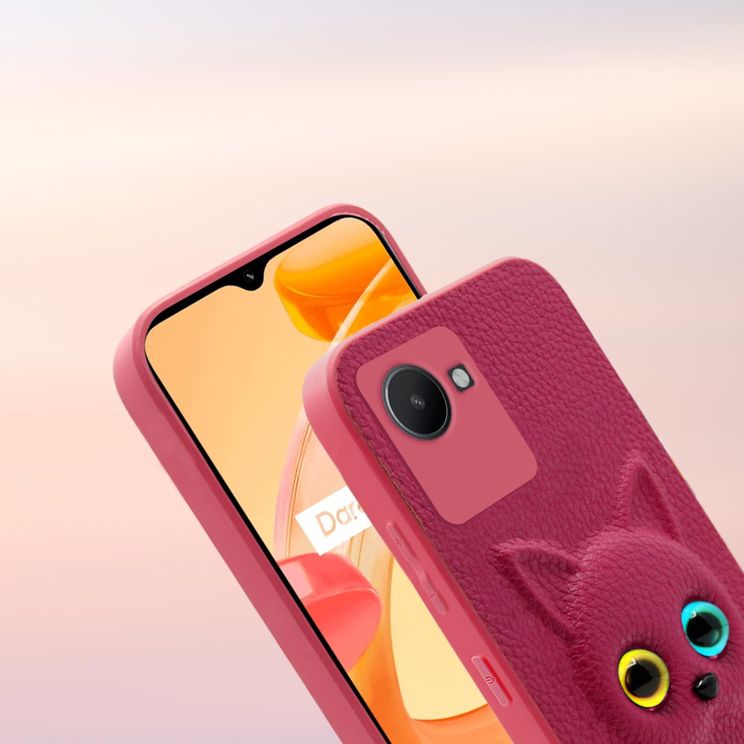 Pikkme Realme C30 Kitty Back Cover (Pink)