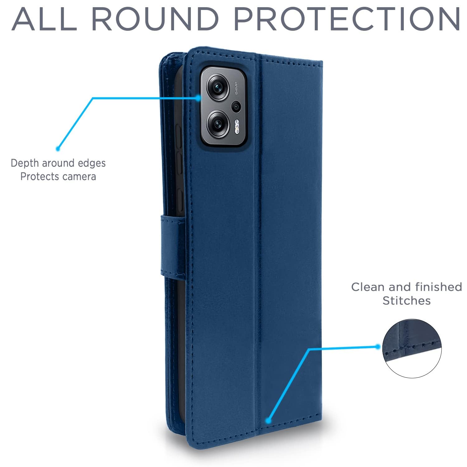Pikkme Redmi K50i Vintage Flip Cover | Blue