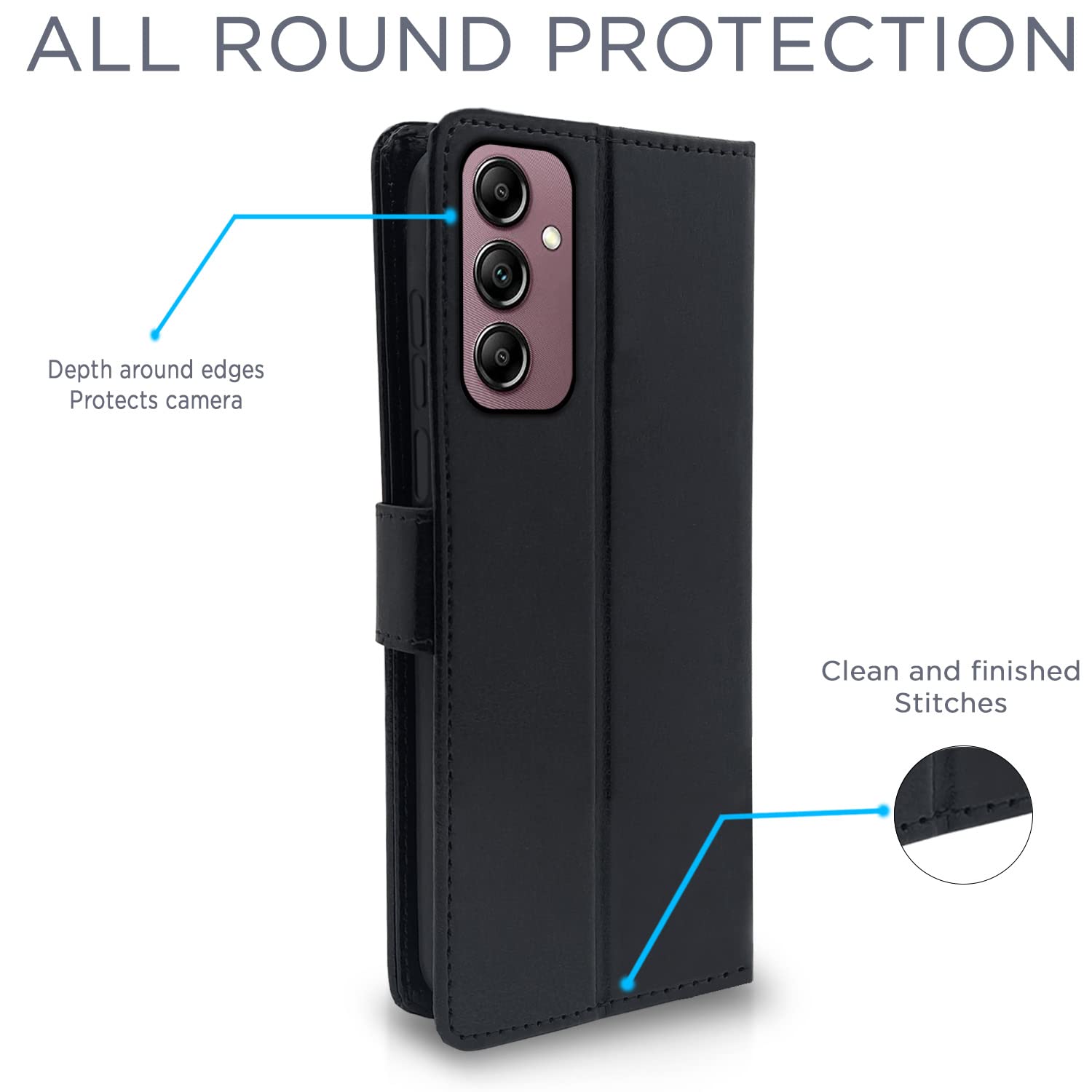 Pikkme Samsung Galaxy A14 5G Vintage Flip Cover | Black