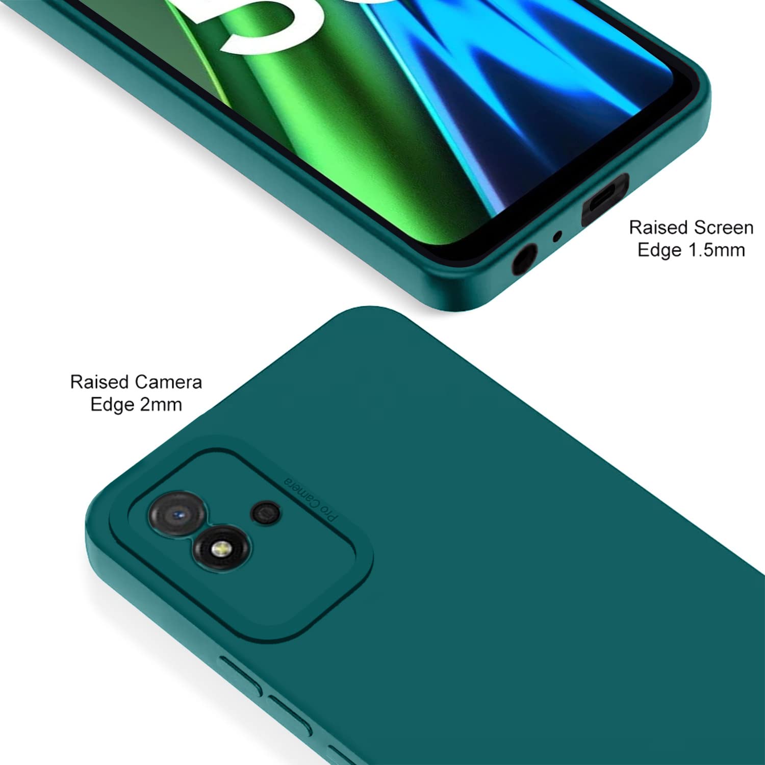 Pikkme Realme Narzo 50i LIquid Silicone Back Cover | Green