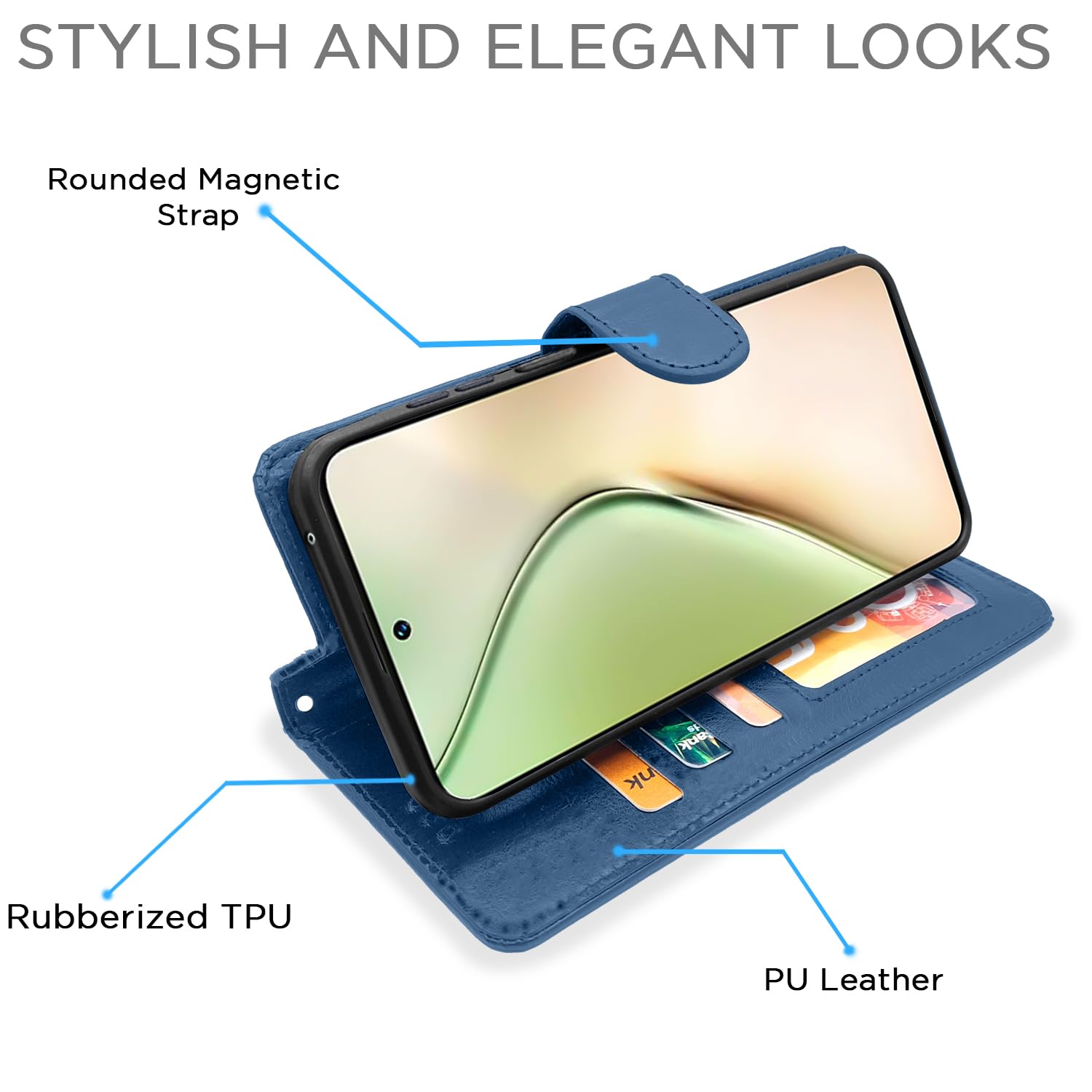 Pikkme Vivo Y200 5G Vintage Flip Cover (Blue)