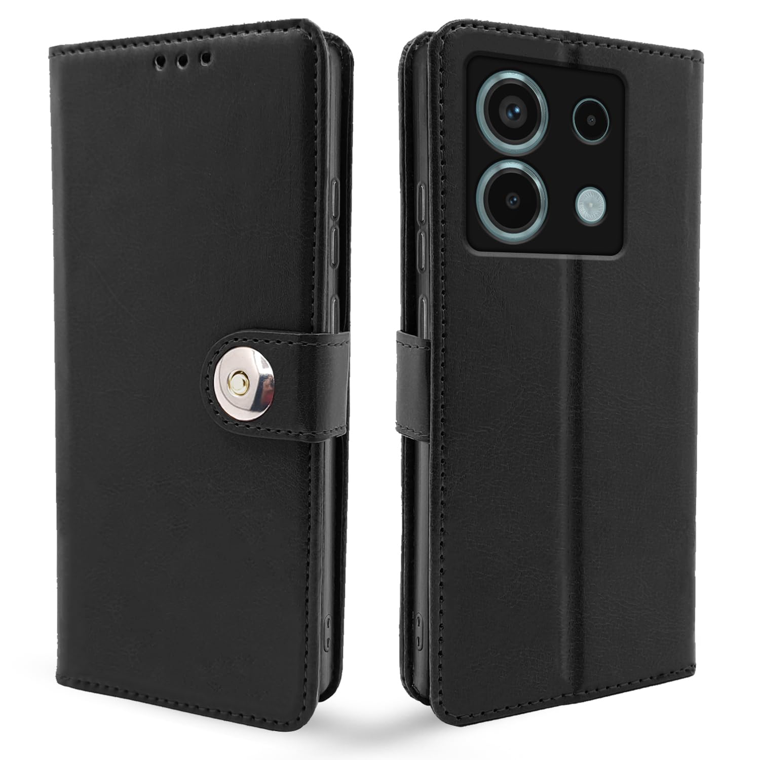 Redmi Note 13 Pro 5G Button flip cover in black by Pikkme