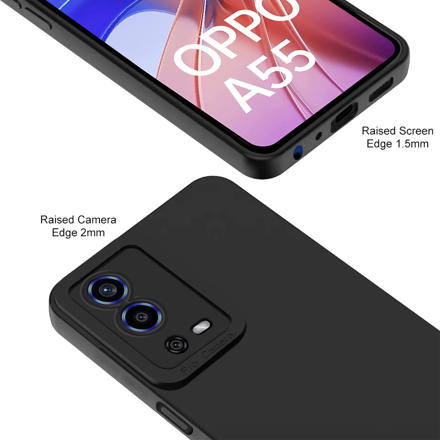 Pikkme Oppo A55 LIquid Silicone Back Cover | Black