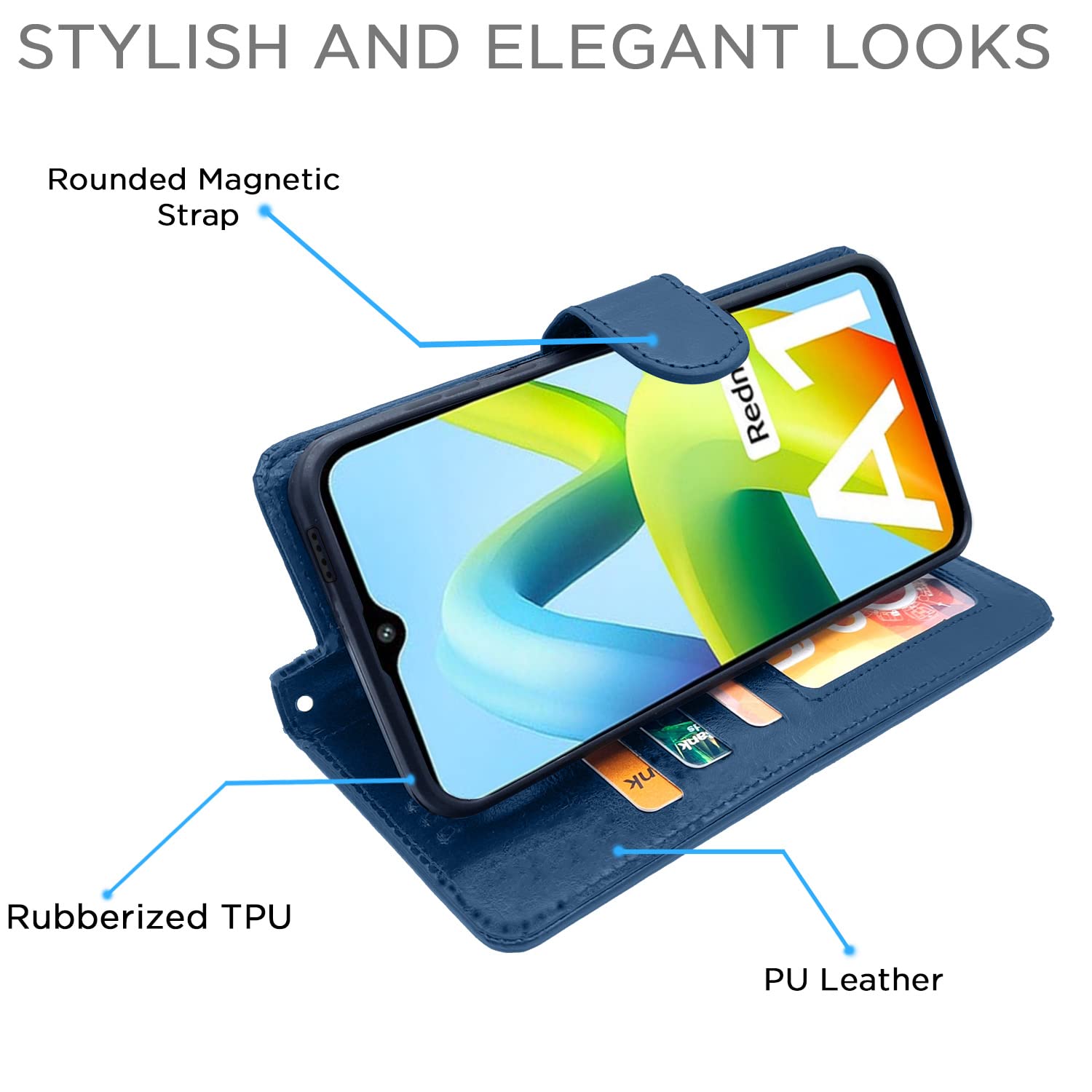 Pikkme Redmi A1 2022 Vintage Flip Cover | Blue