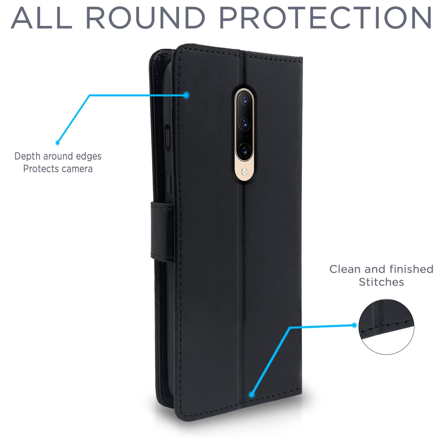 Pikkme OnePlus 7 Pro Vintage Flip Cover | Black