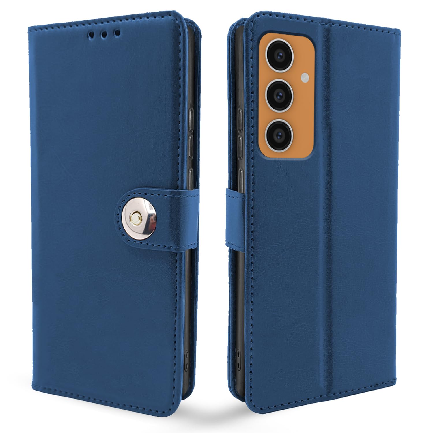 Pikkme blue Button wallet flip cover for Samsung S23 FE 5G