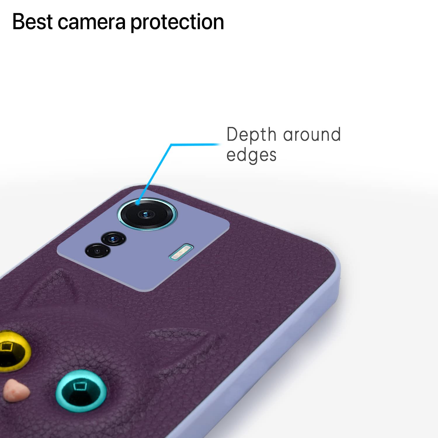 Pikkme purple Cat phone cover for Vivo T1 Pro/iQOO Z6 Pro 5G – photo 3