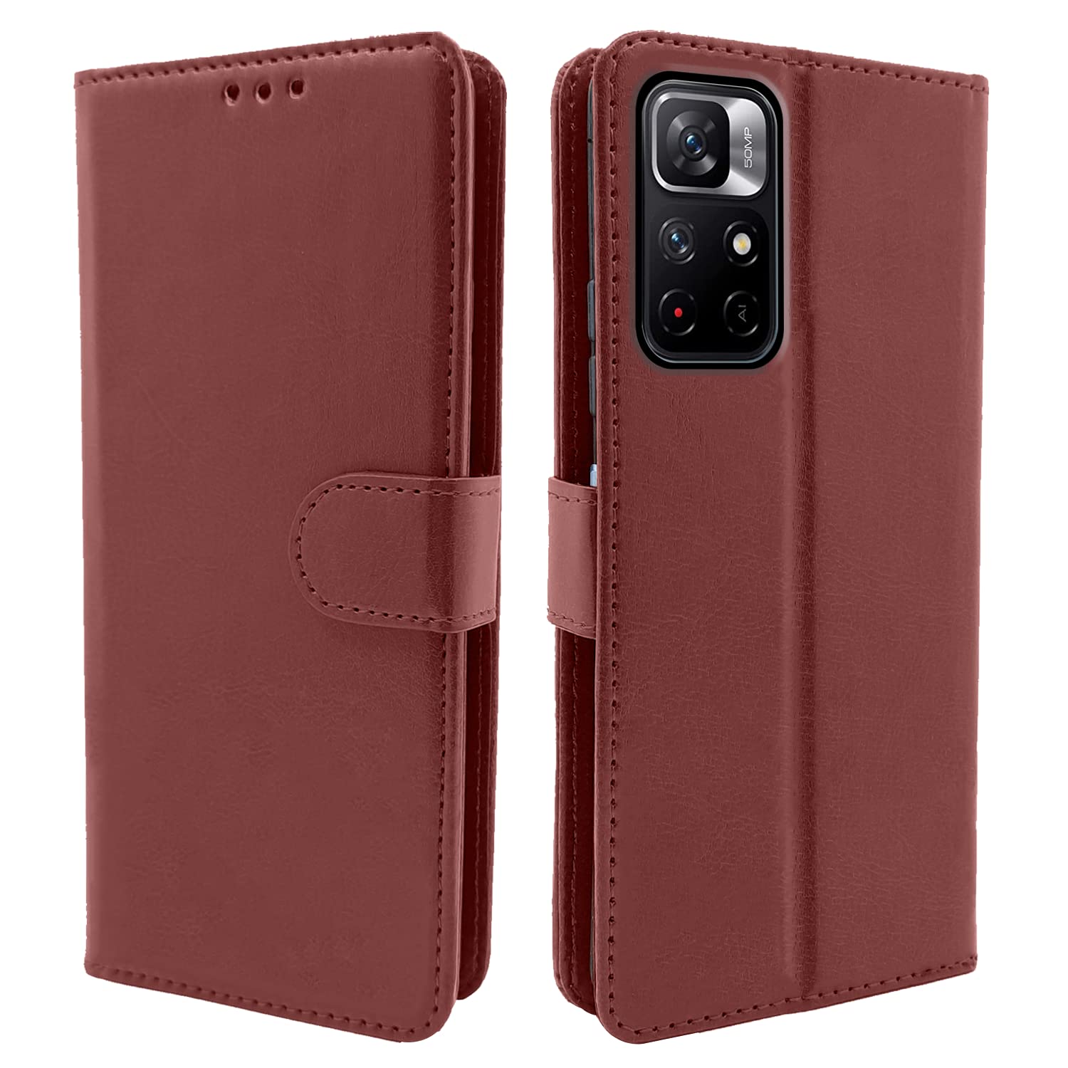 Pikkme Redmi Note 11T 5G / Poco M4 Pro 5G Vintage Flip Cover | Brown