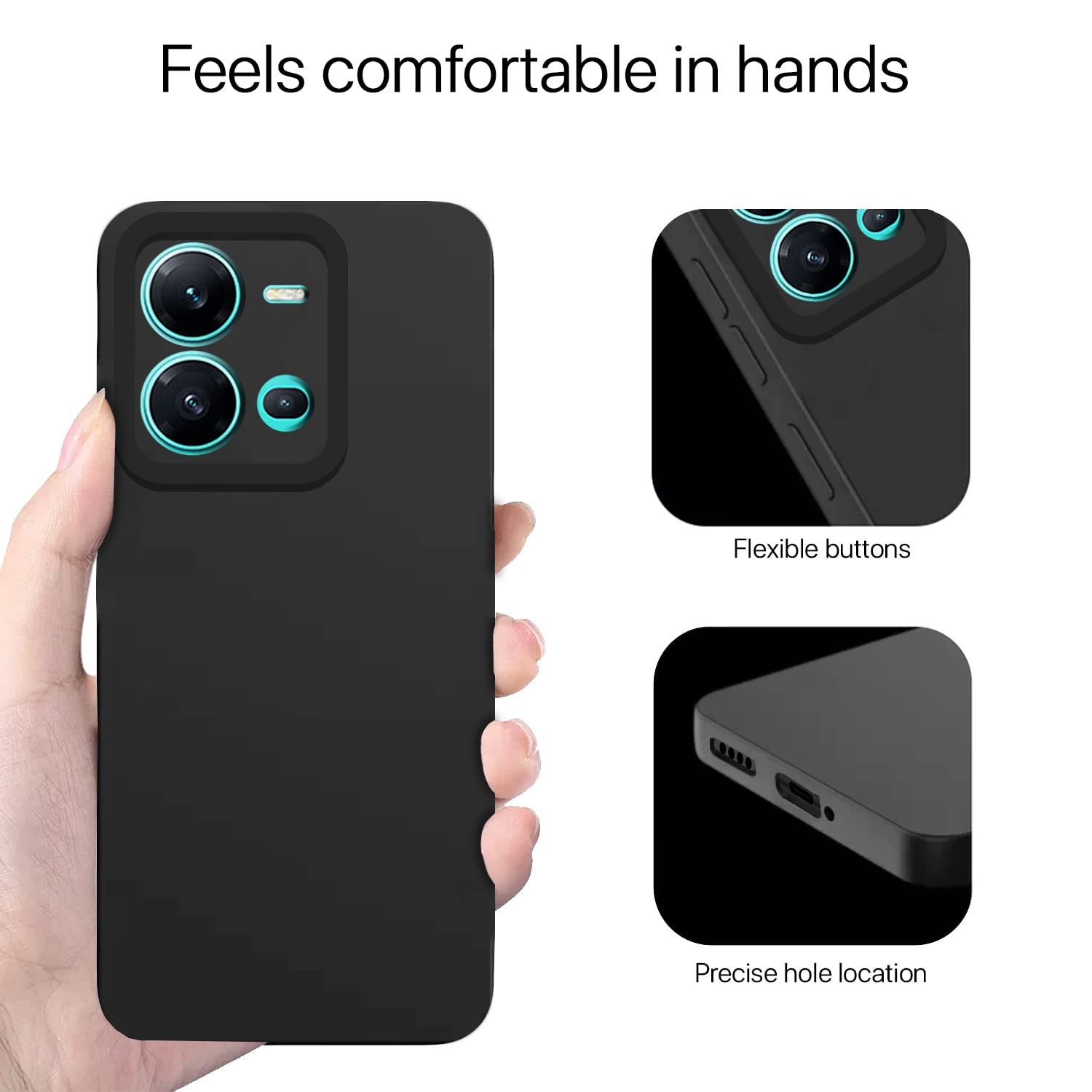 Vivo V25 5G Liquid Silicone phone cover in black by Pikkme – photo 3