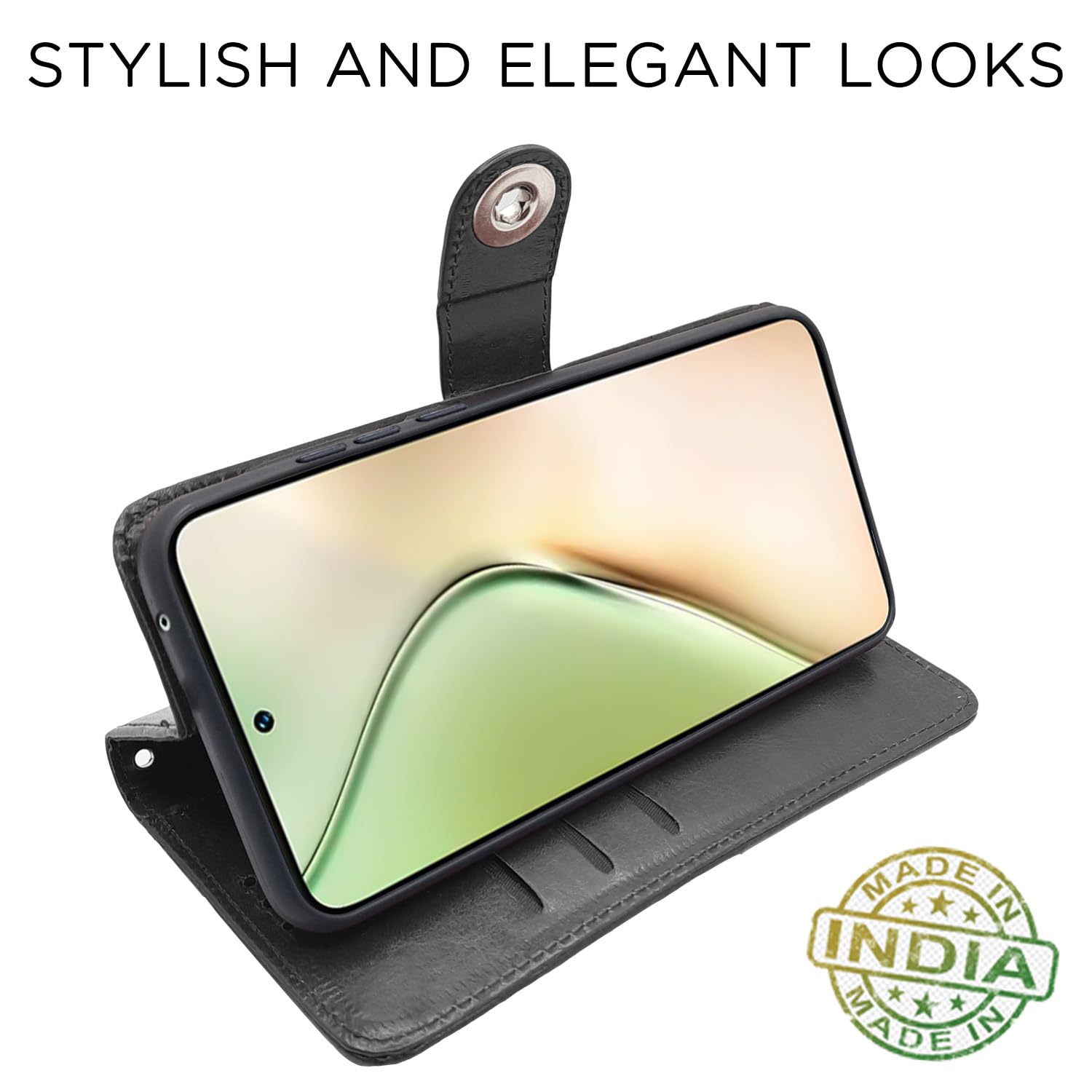 Pikkme Vivo Y200 5G Button Flip Cover (Black)