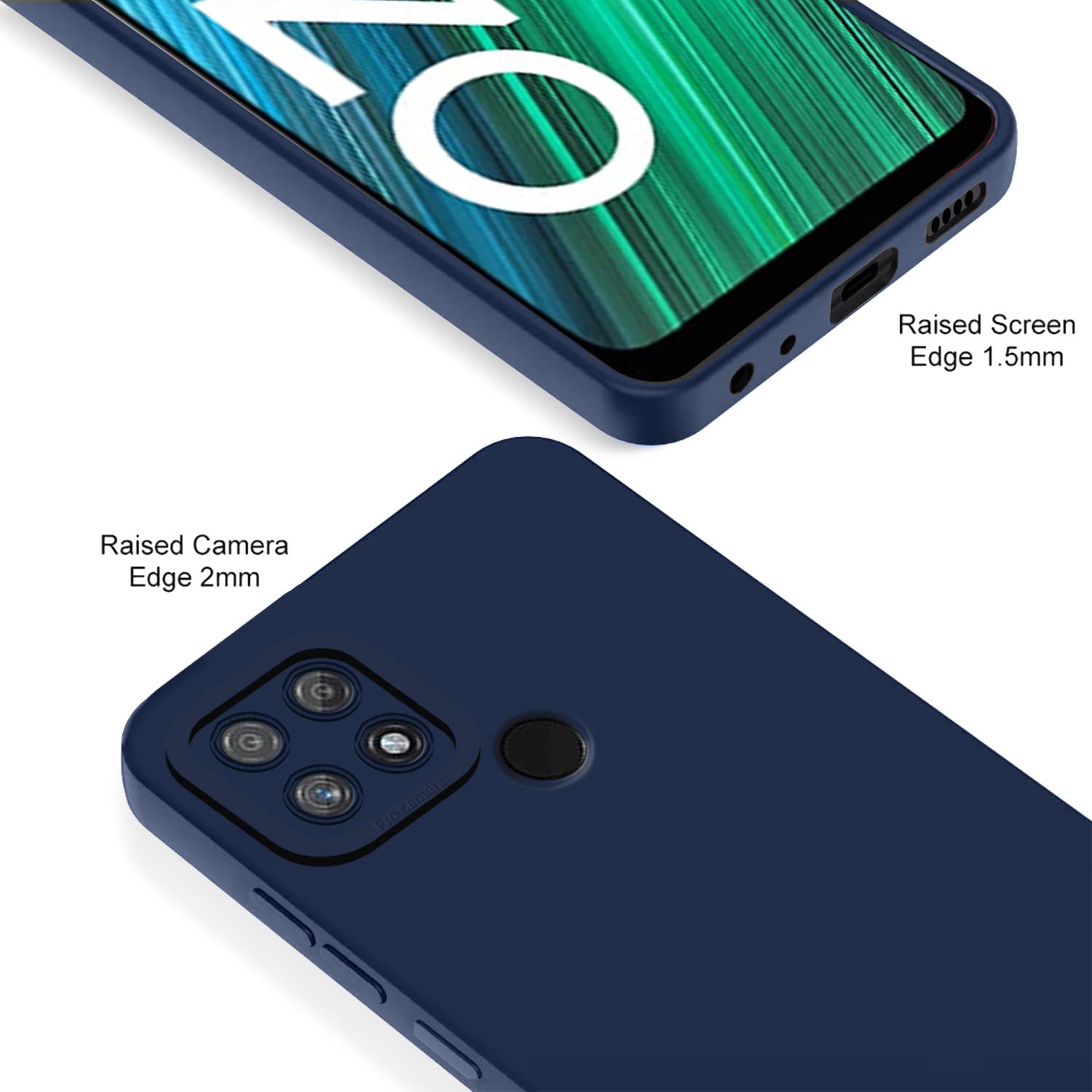 Pikkme Realme Narzo 50A LIquid Silicone Back Cover | Blue