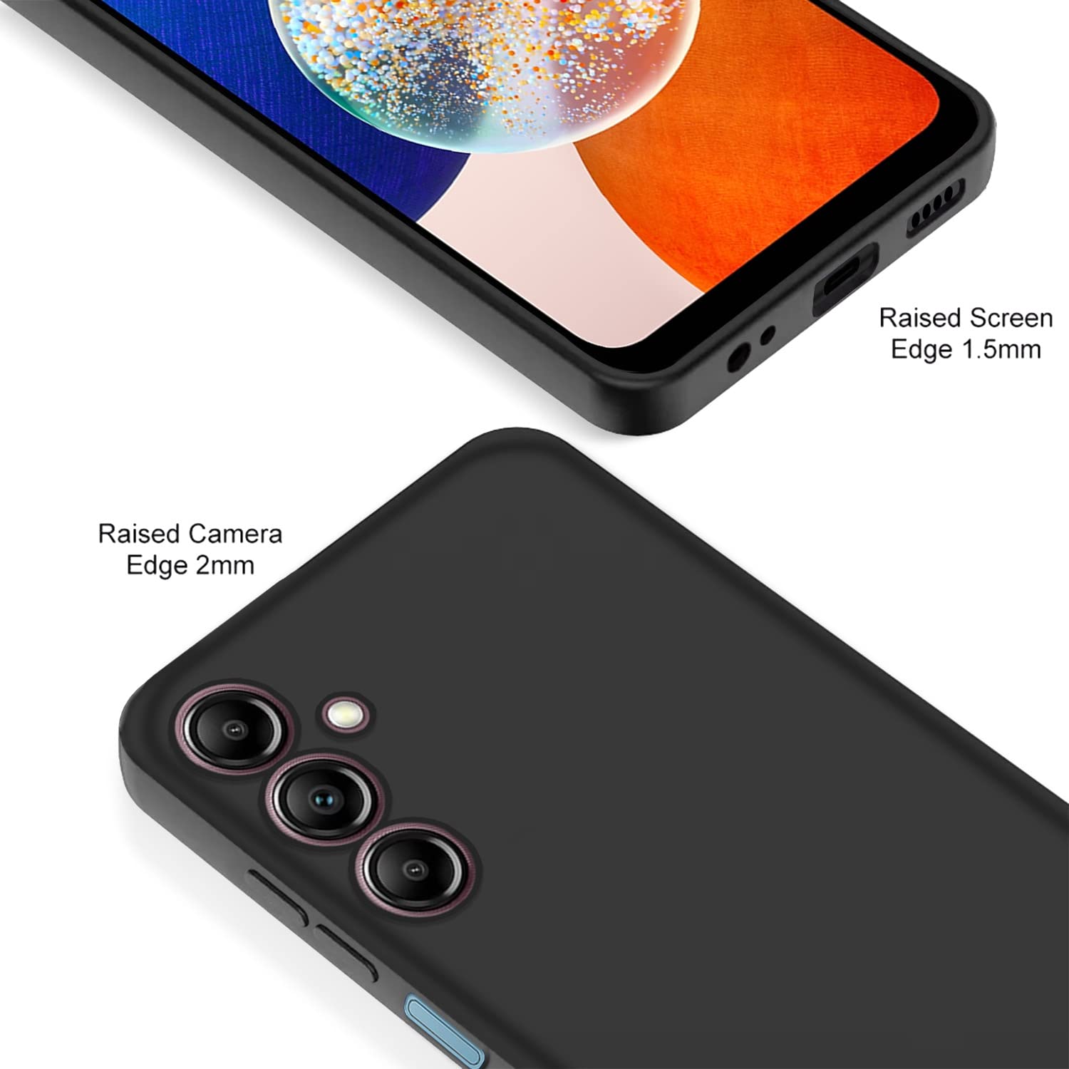 Pikkme Samsung Galaxy A14 5G Soft Silicone Case with Camera Bumper Protection | Black