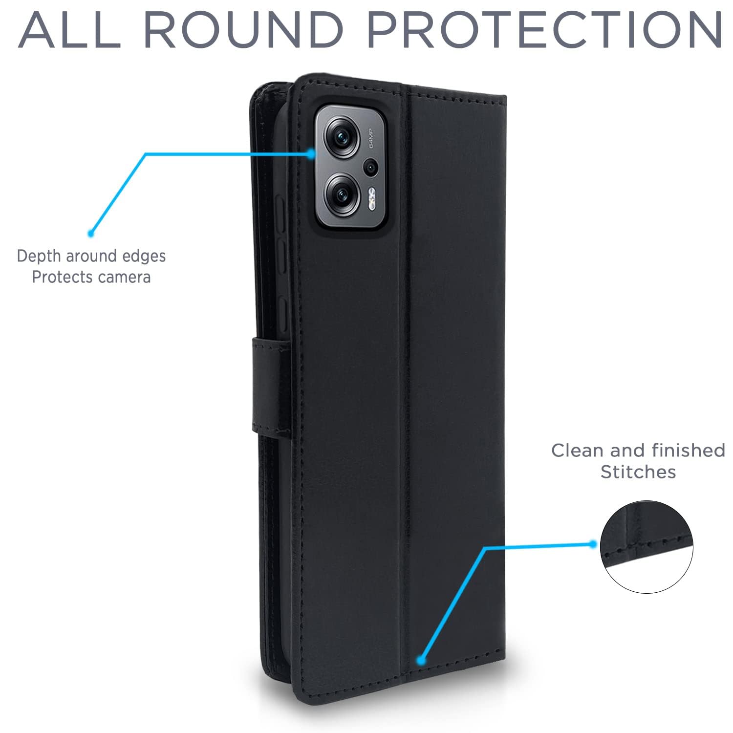 Pikkme Redmi K50i Vintage Flip Cover | Black