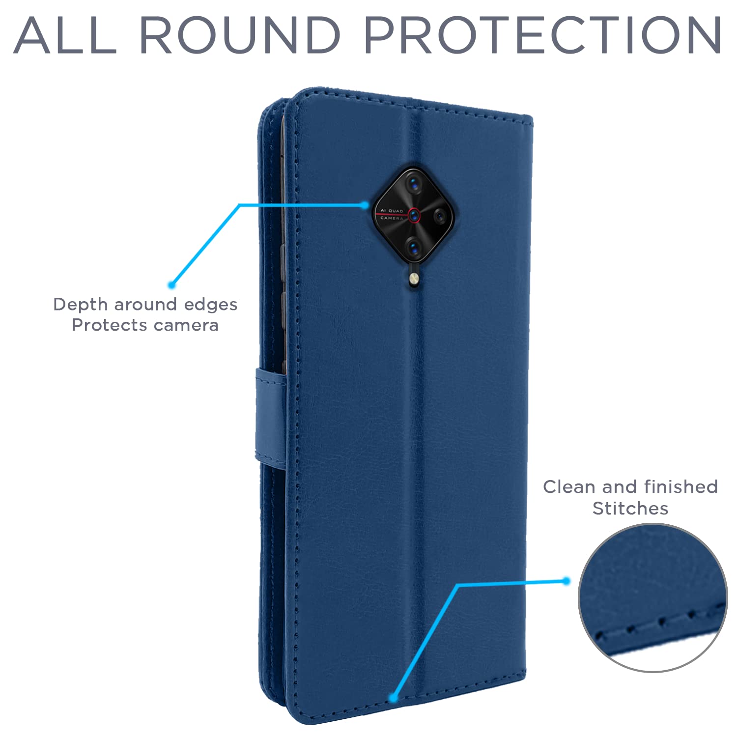 Pikkme Vivo S1 Pro Vintage Flip Cover | Blue