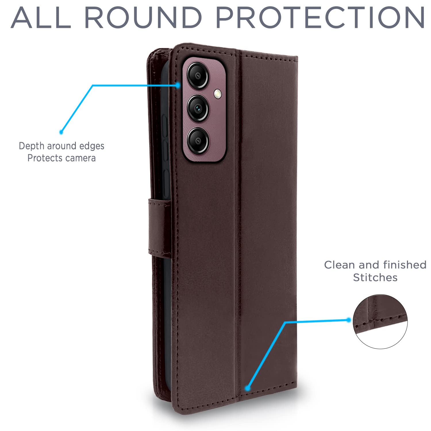 Pikkme Samsung Galaxy A14 5G Vintage Flip Cover | Coffee