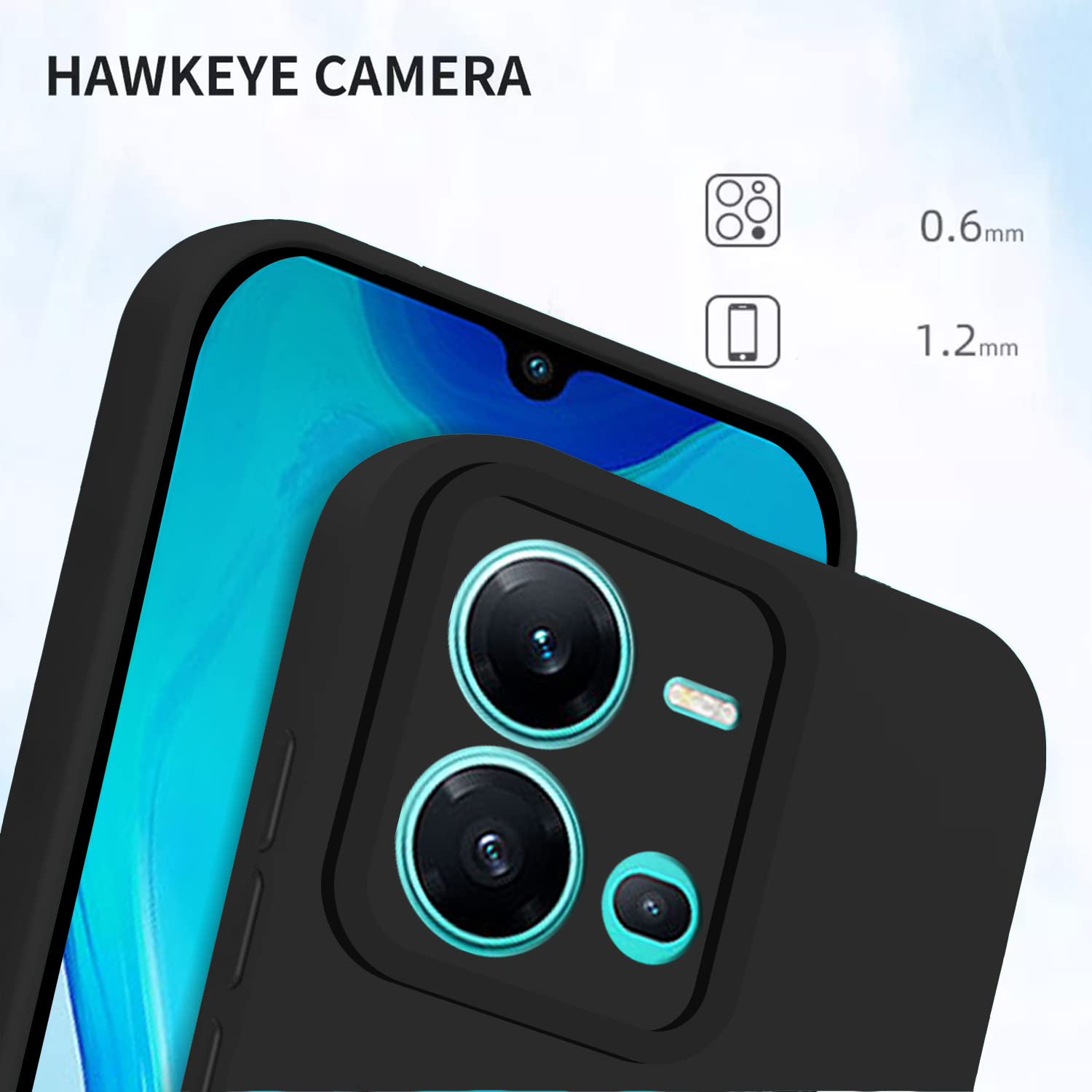 Black Liquid Silicone mobile back cover for Vivo V25 5G – Pikkme – photo 2
