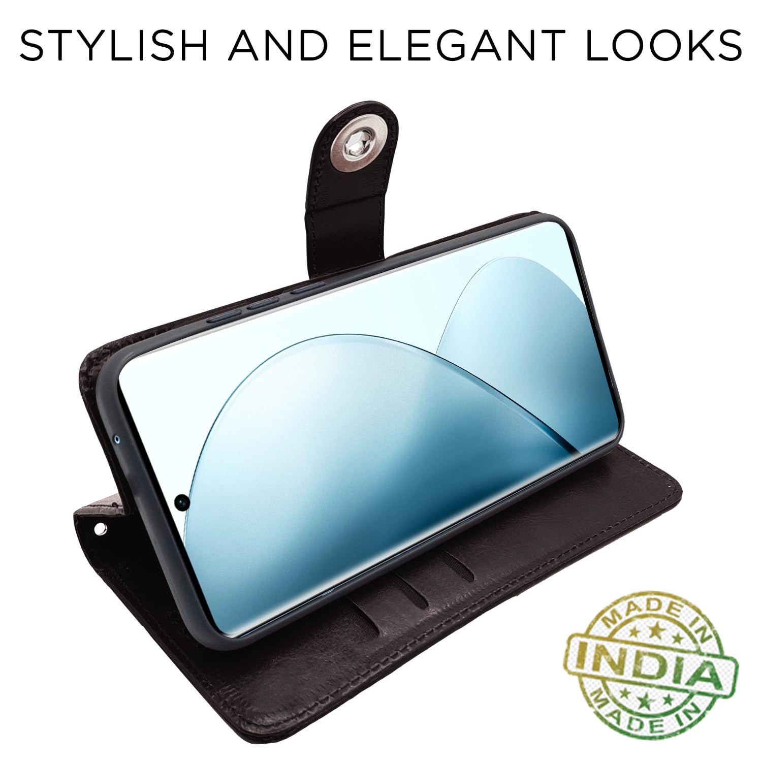 Pikkme Vivo V29 5G Button Flip Cover (Coffee)