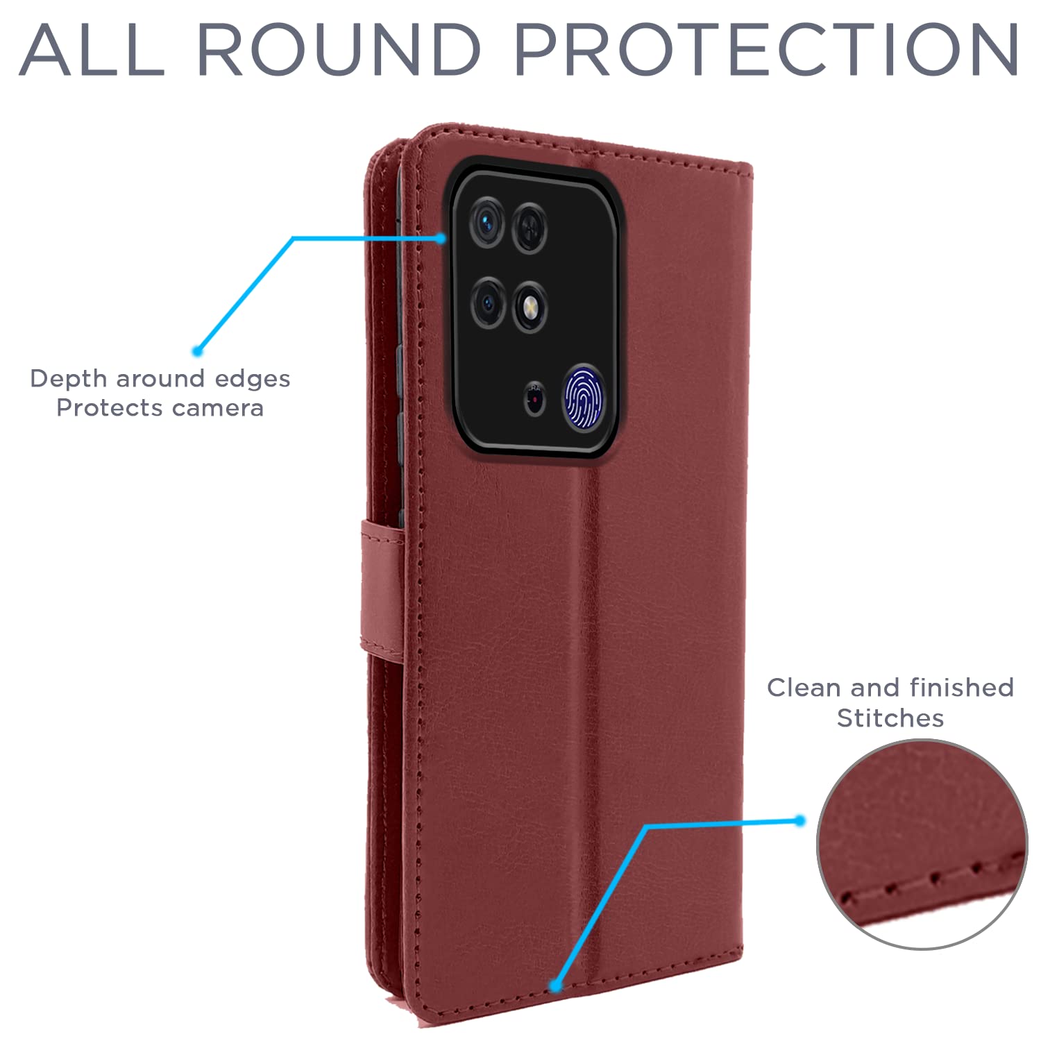 Pikkme Mi Redmi 10 / Redmi 10 Power Vintage Flip Cover | Brown