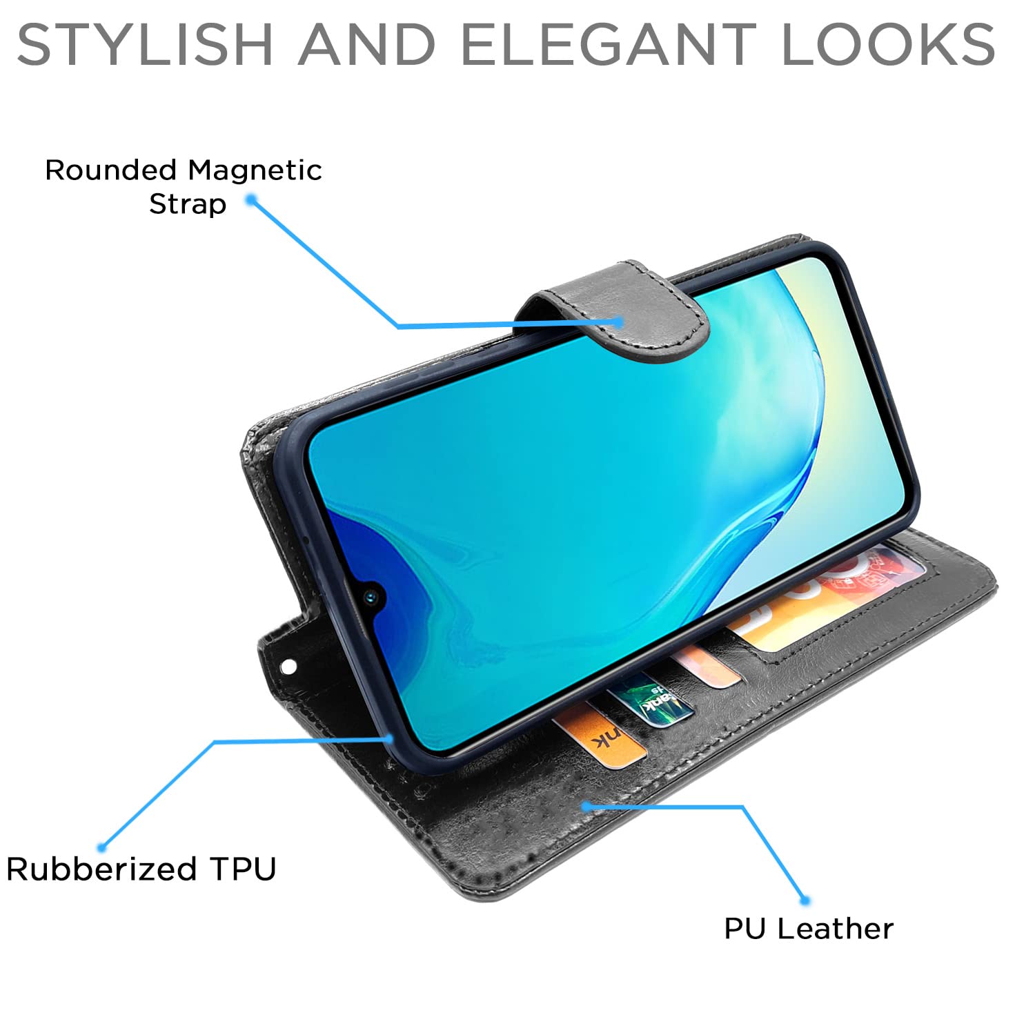 Pikkme Vivo V25 5G Vintage Flip Cover | Black