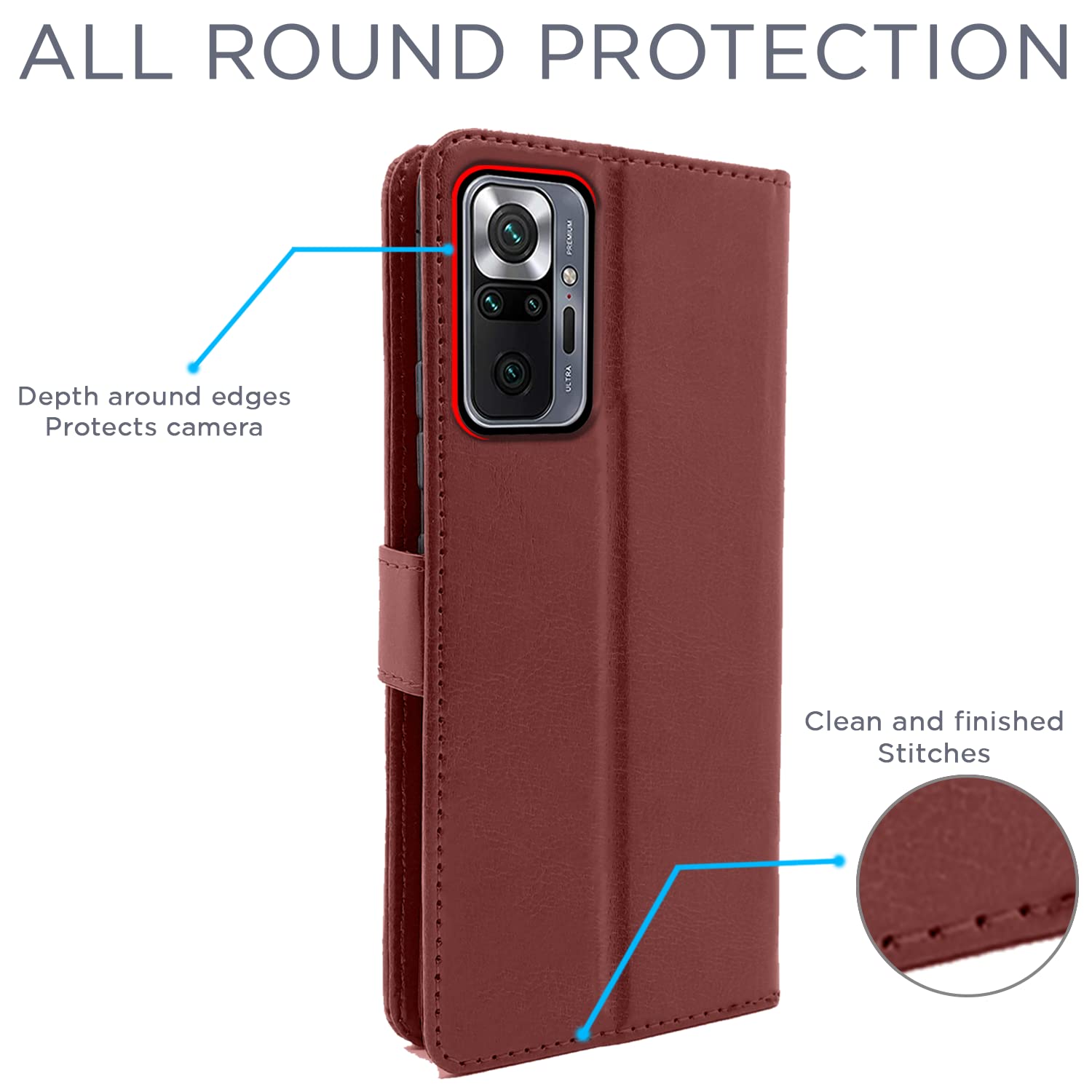 Pikkme Mi Redmi Note 10 Pro/Note 10 Pro Max Vintage Flip Cover | Brown