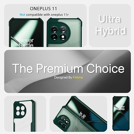 Pikkme OnePlus 11 5G Back Cover Crystal Clear Transparent Back Eagle Case (green)
