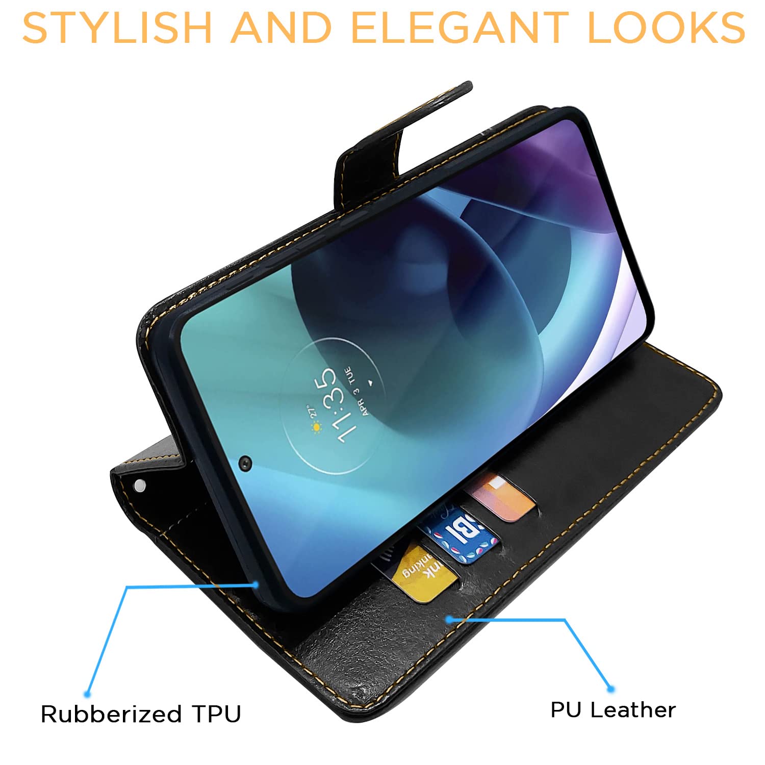 Pikkme black wallet flip cover for Moto G71 – photo 5