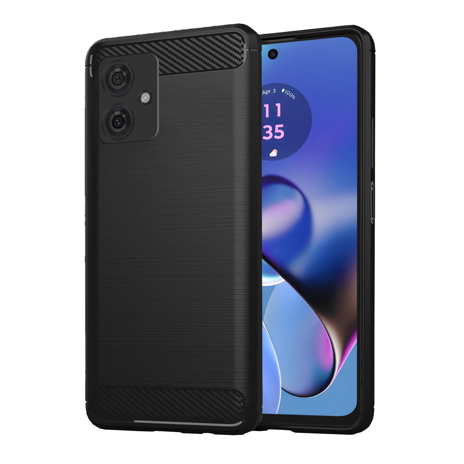 Pikkme Moto G54 5G Carbon Fibre Back Cover (Black)