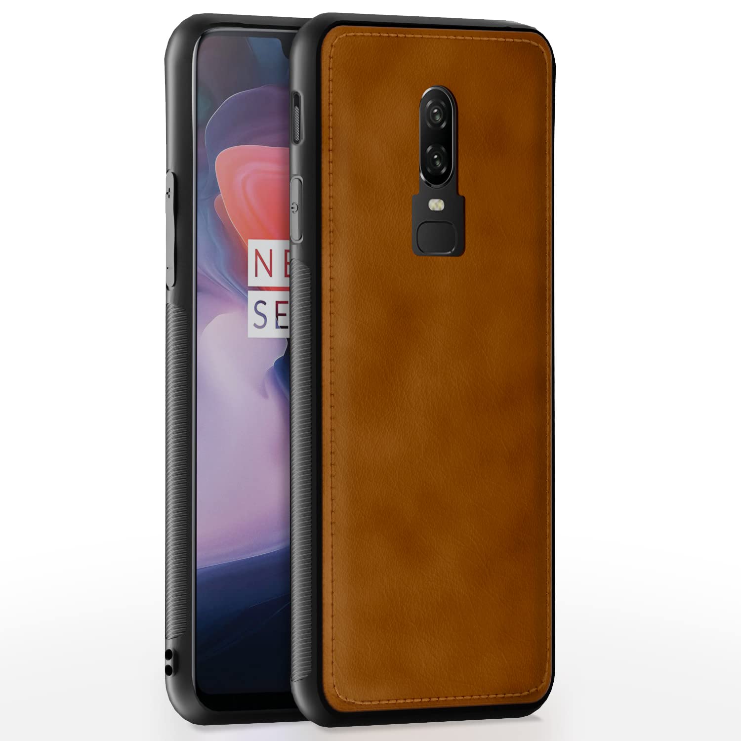 Pikkme brown Leatherback phone cover for OnePlus 6