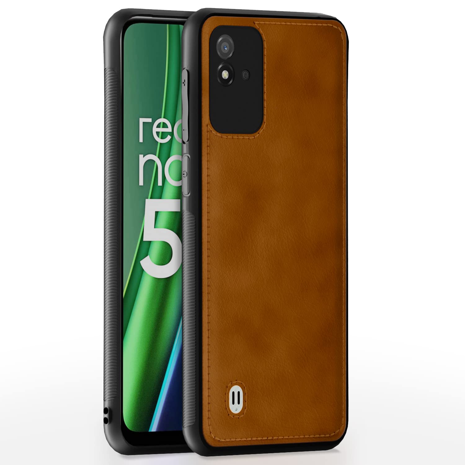 Realme Narzo 50i Leatherback back cover in brown by Pikkme