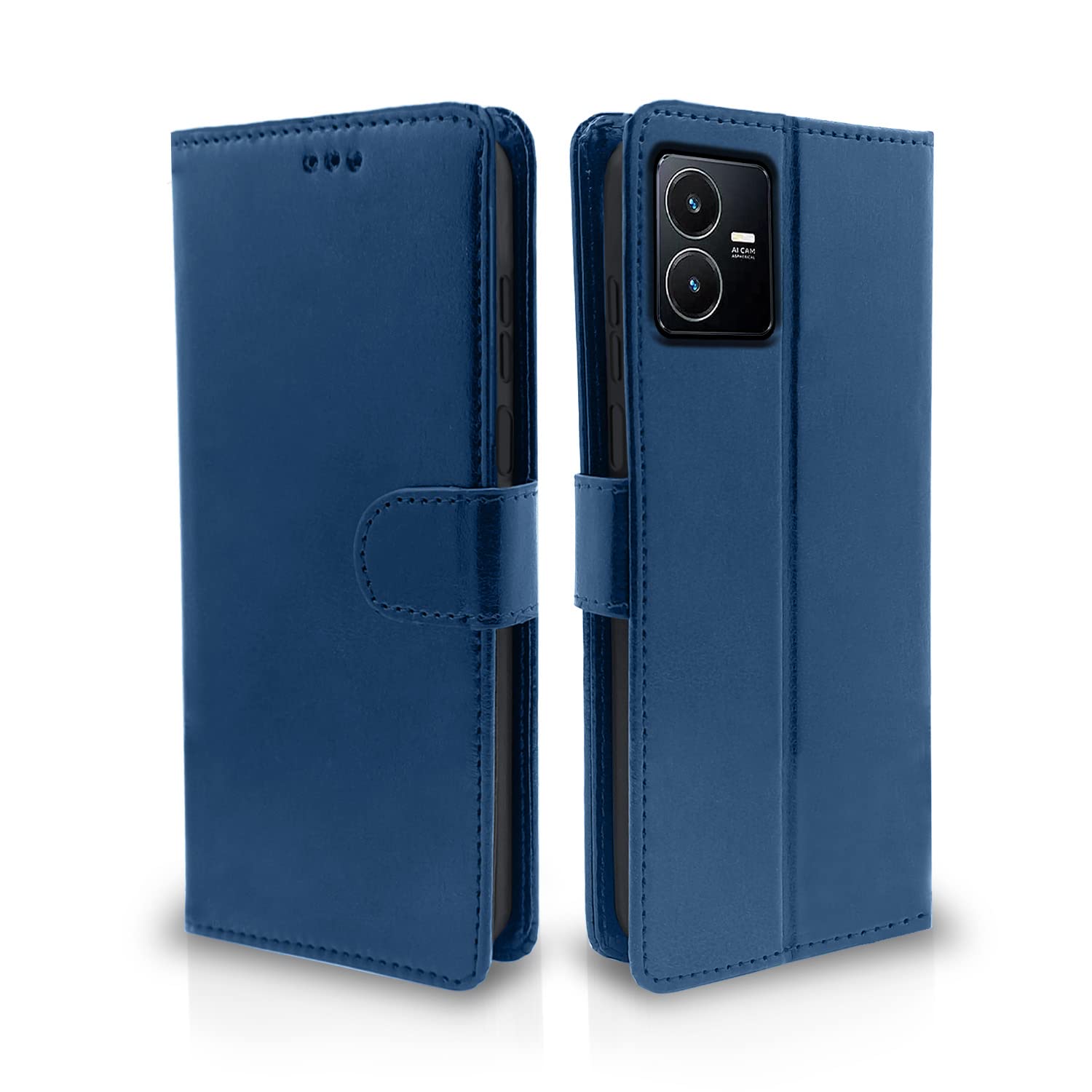 Pikkme Vivo Y22 Vintage Flip Cover | Blue