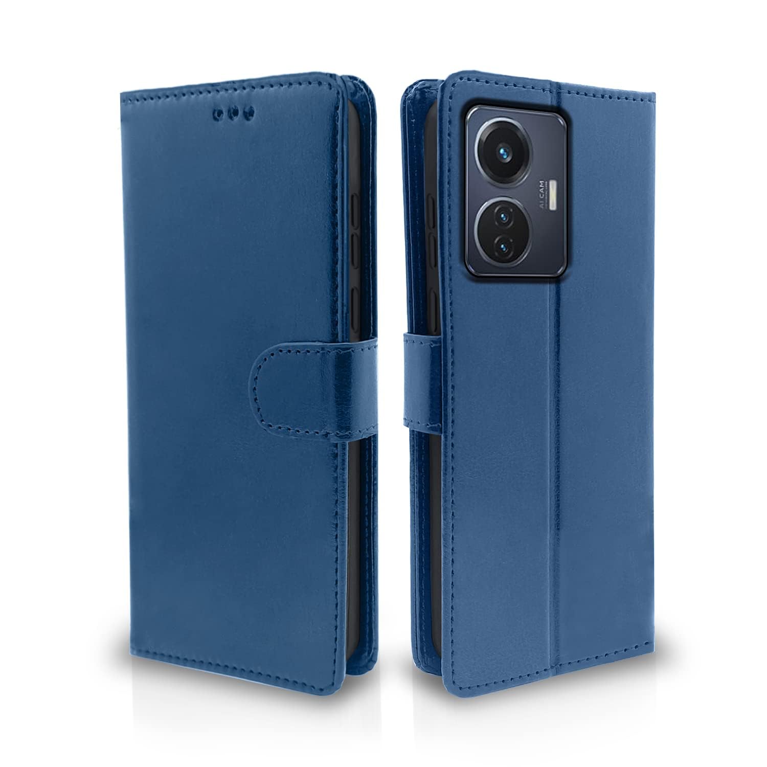 Pikkme iQOO Z6 44W / Vivo T1 44W Vintage Flip Cover | Blue