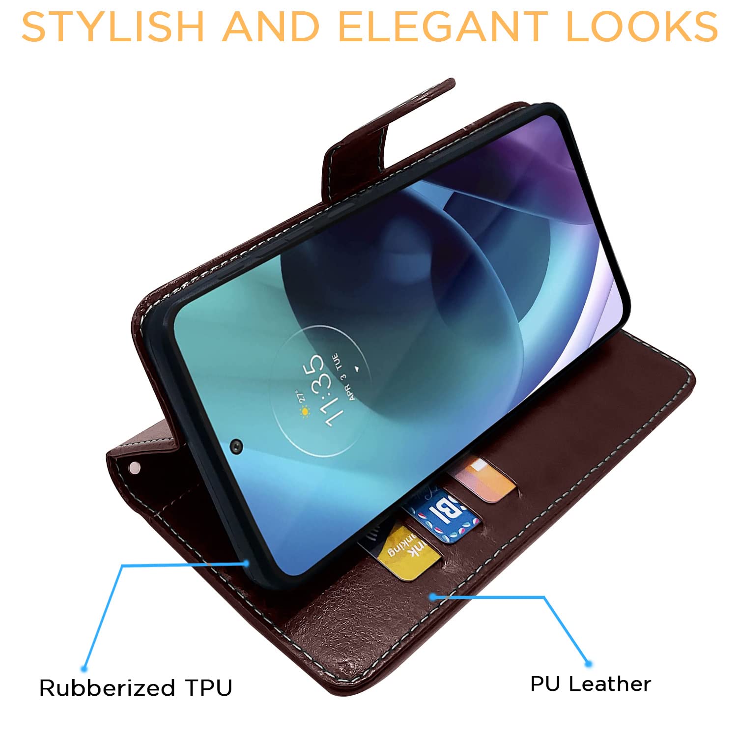 Moto G71 Contrast flip case in coffee by Pikkme – photo 5