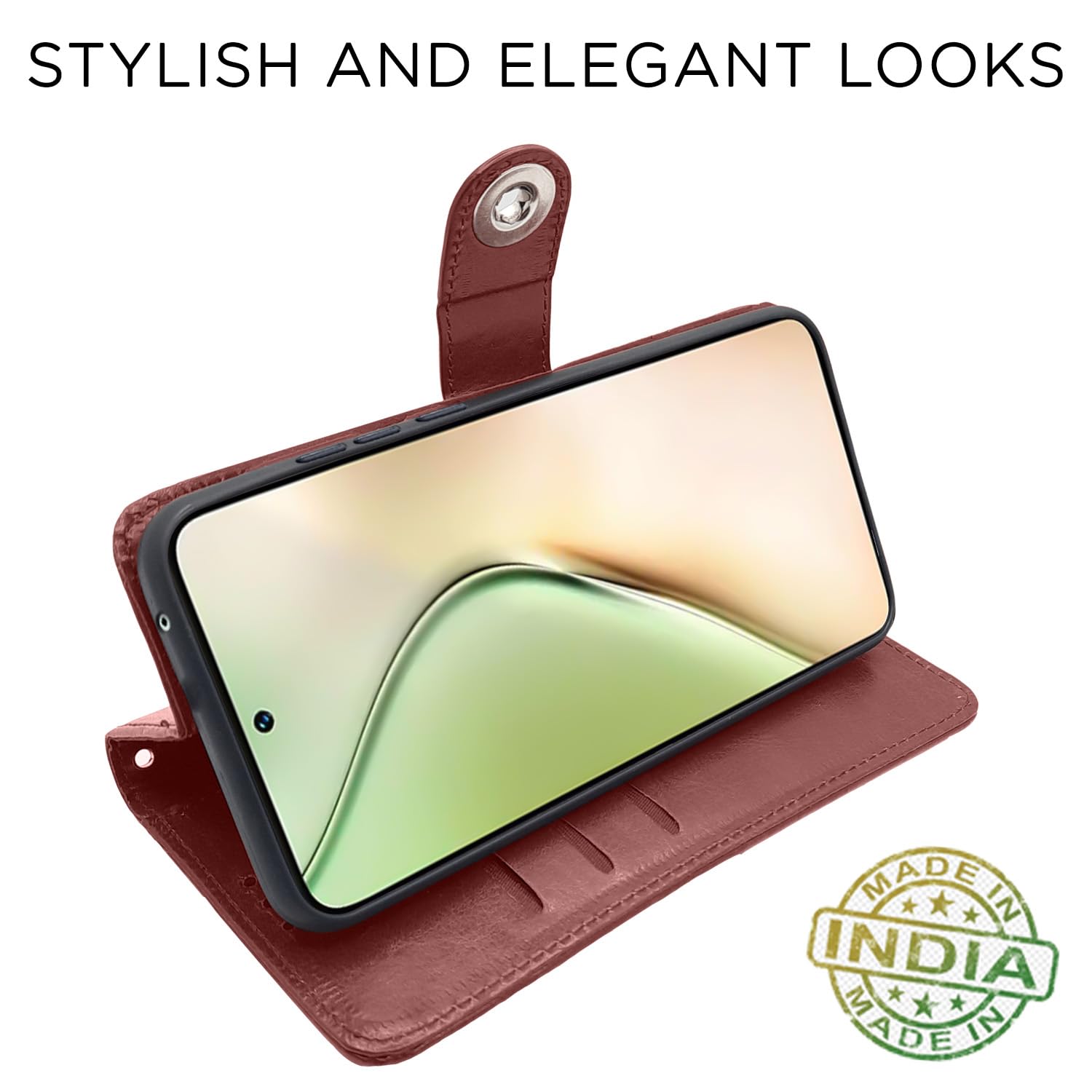 Pikkme Vivo Y200 5G Button Flip Cover (Brown)
