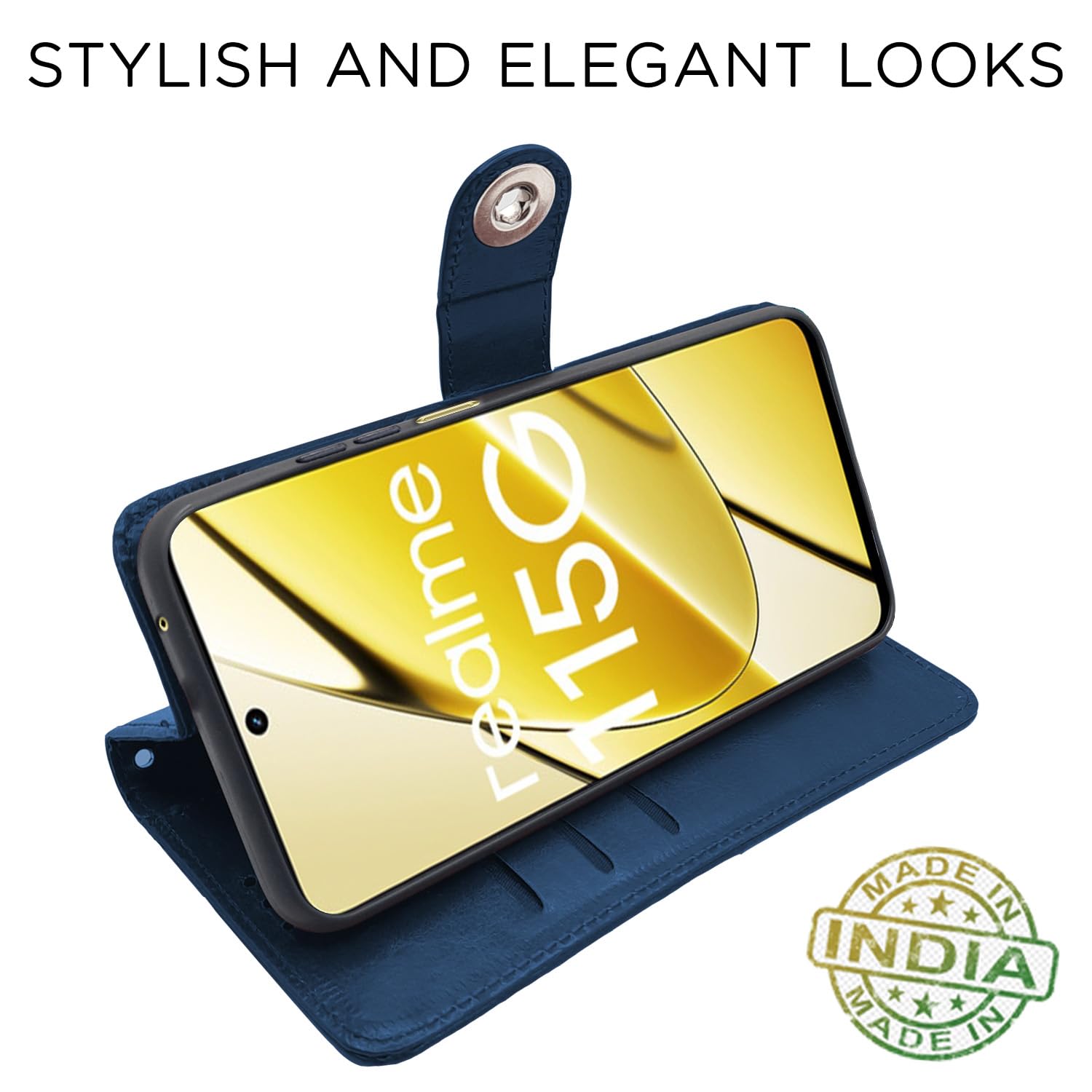 Pikkme Realme 11 / 11X 5G Button Flip Cover (Blue)