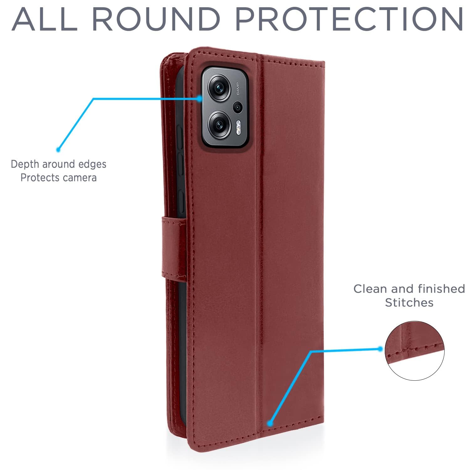 Pikkme Redmi K50i Vintage Flip Cover | Brown