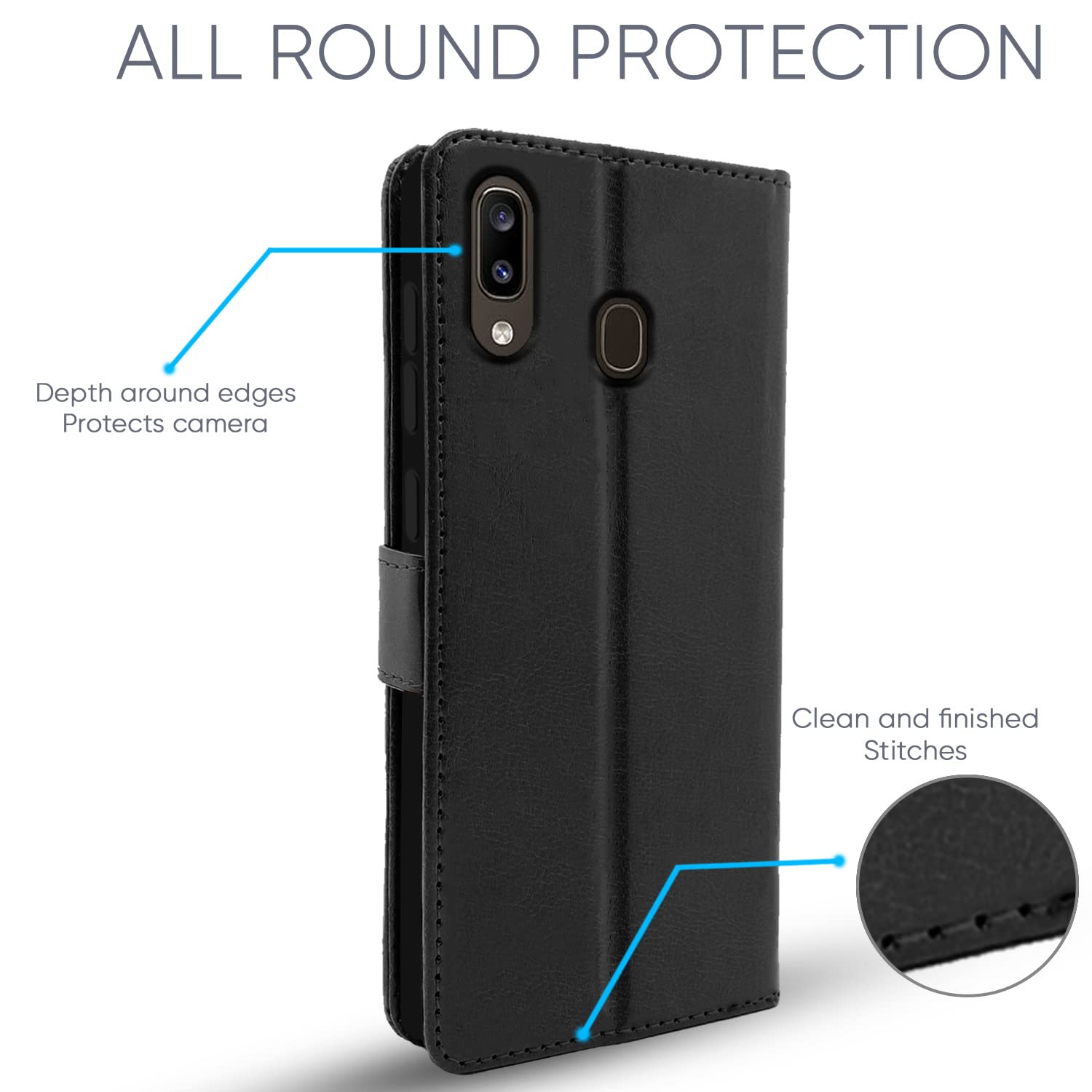 Pikkme Samsung Galaxy A30 / A20 / M10s Vintage Flip Cover | Black