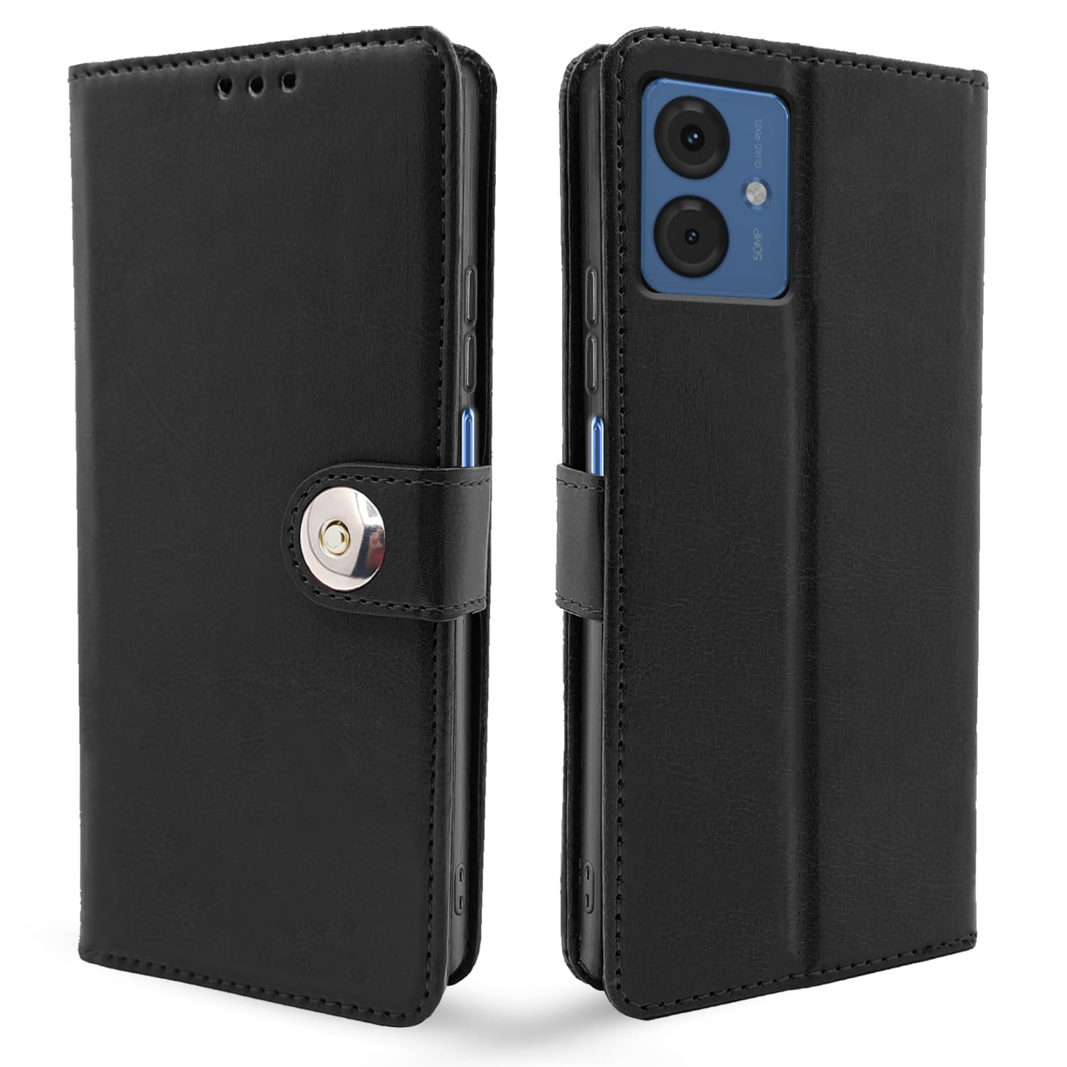 Pikkme Moto G54 5G Button Flip Cover (Black)