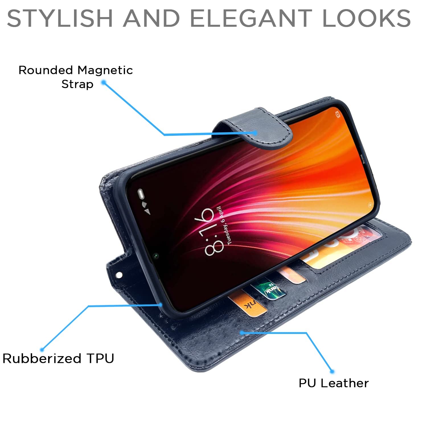 Pikkme Redmi Note 8 Vintage Flip Cover | Black