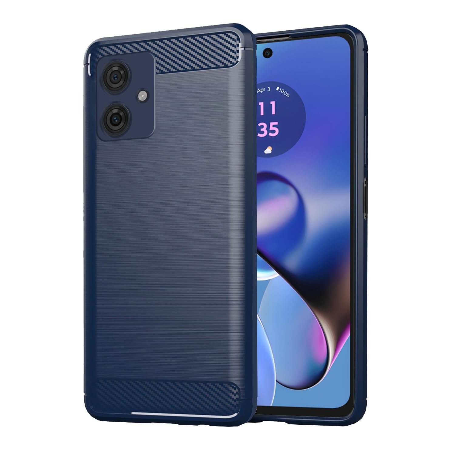 Pikkme Moto G54 5G Carbon Fibre Back Cover (Blue)
