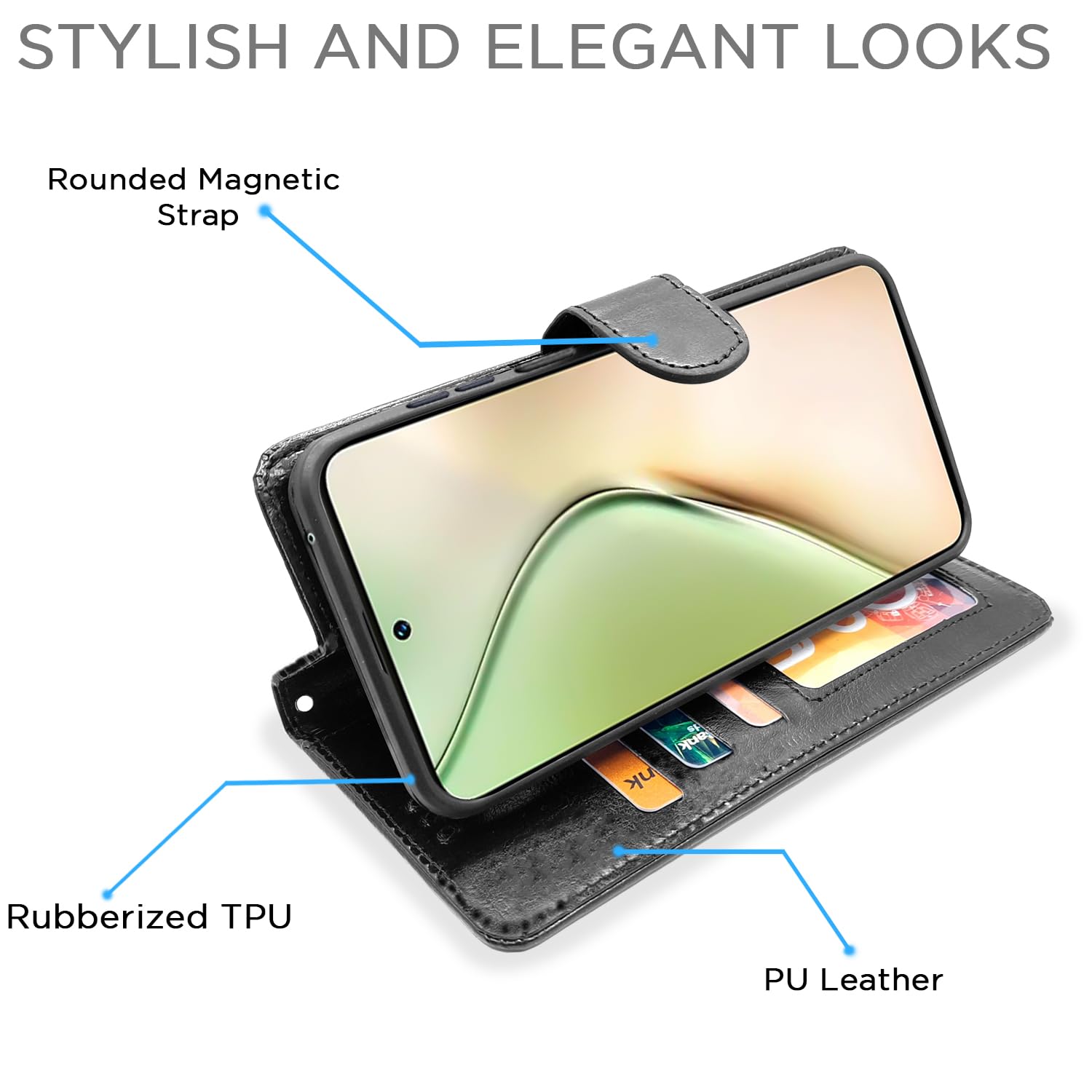 Pikkme Vivo Y200 5G Vintage Flip Cover (Black)