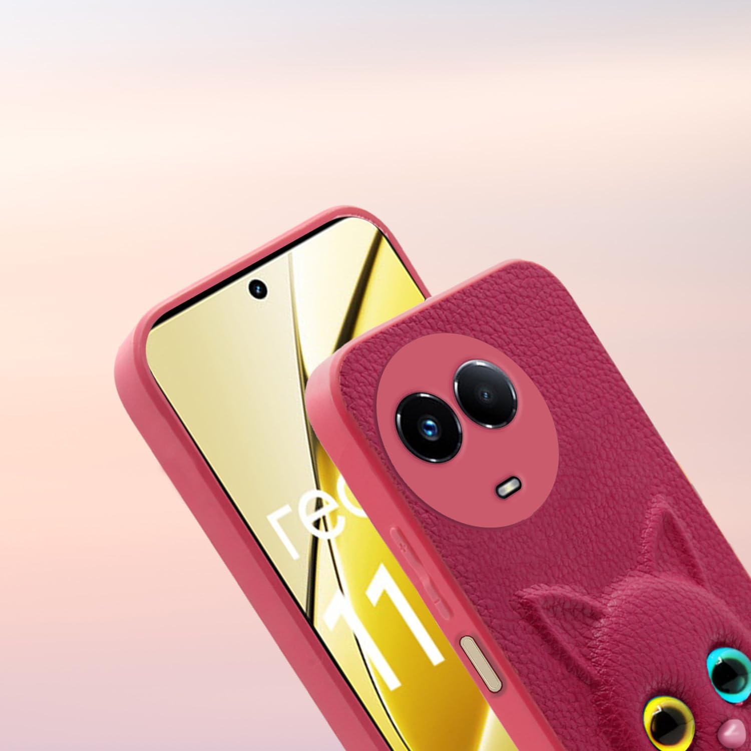 Pikkme Realme 11 5G Kitty Back Cover (Pink)