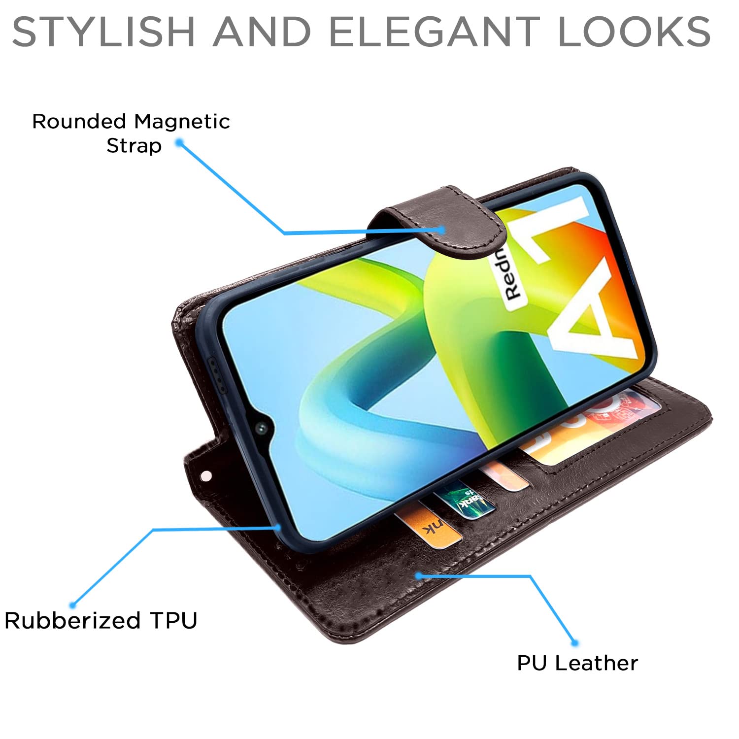 Pikkme Redmi A1 2022 Vintage Flip Cover | Coffee