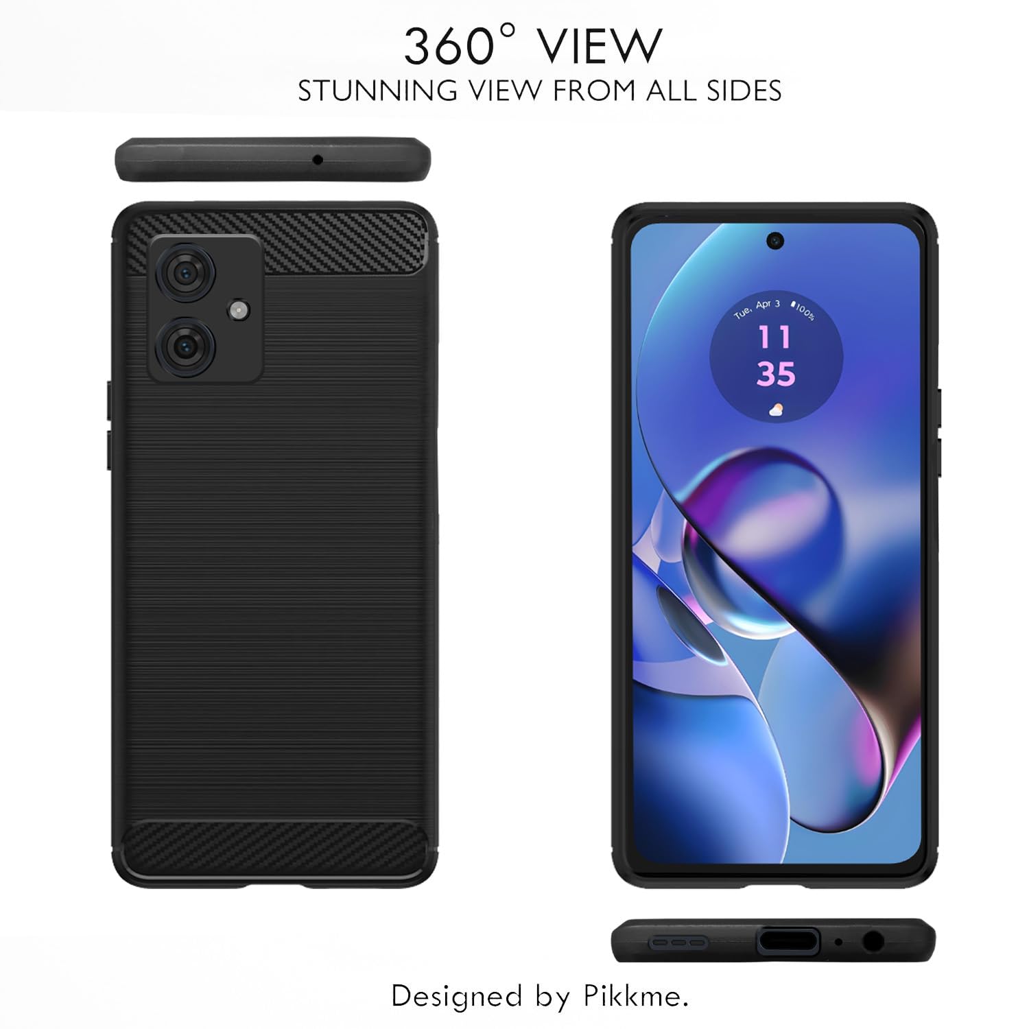 Pikkme Moto G54 5G Carbon Fibre Back Cover (Black)