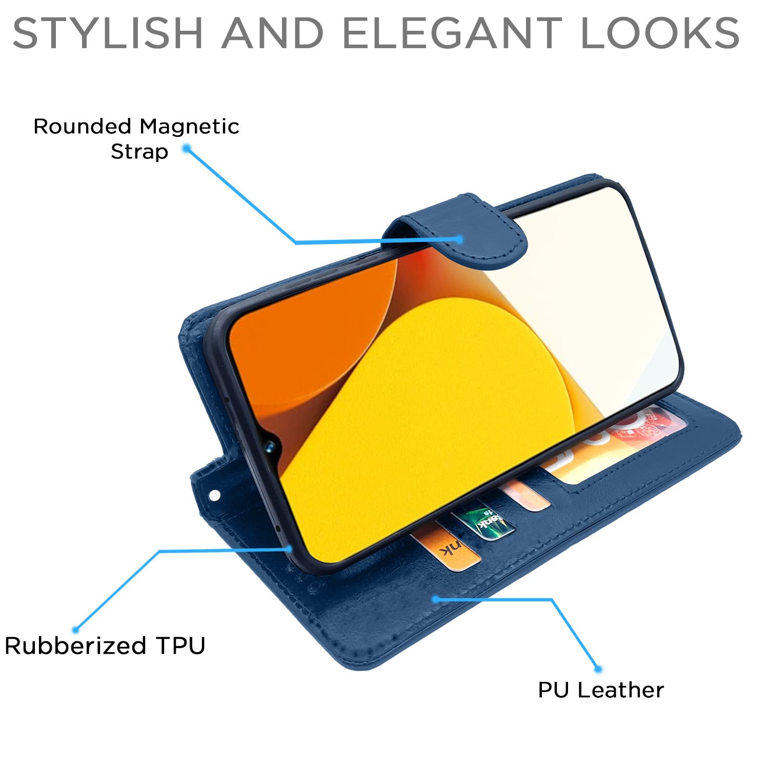 Pikkme Vivo Y35 Vintage Flip Cover | Blue