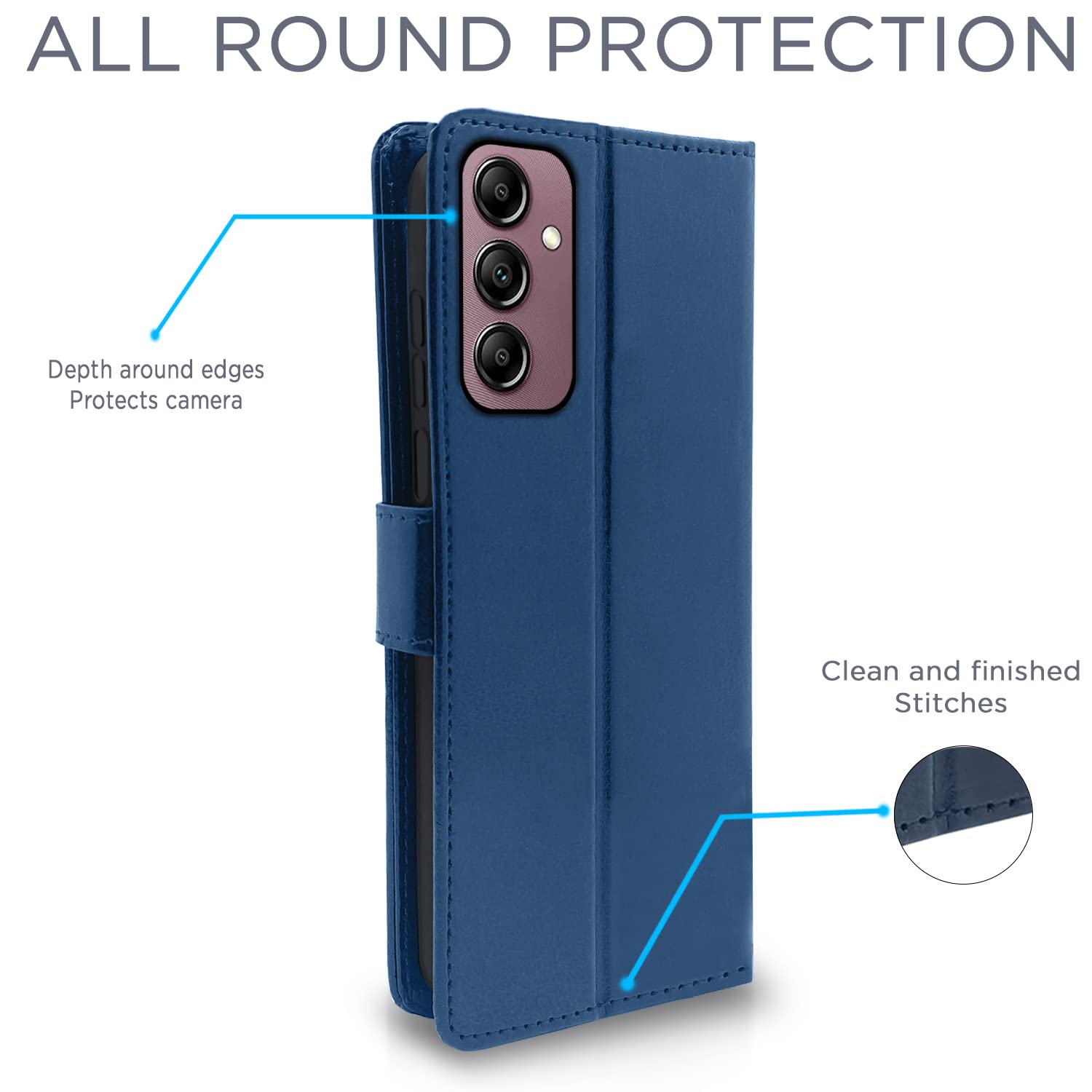 Pikkme Samsung Galaxy A14 5G Vintage Flip Cover | Blue