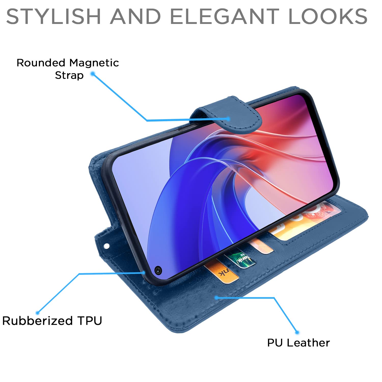 Pikkme Oppo A55 Vintage Flip Cover | Blue