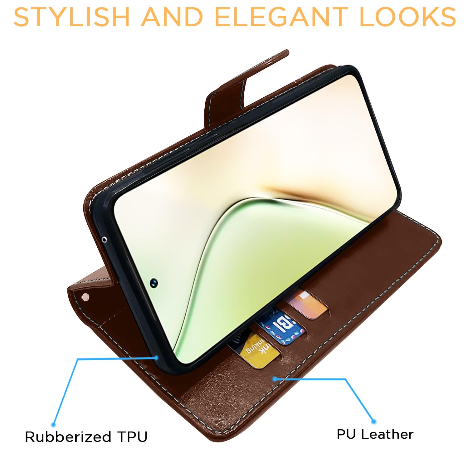 Pikkme Vivo Y200 5G Contrast Flip Cover (Brown)
